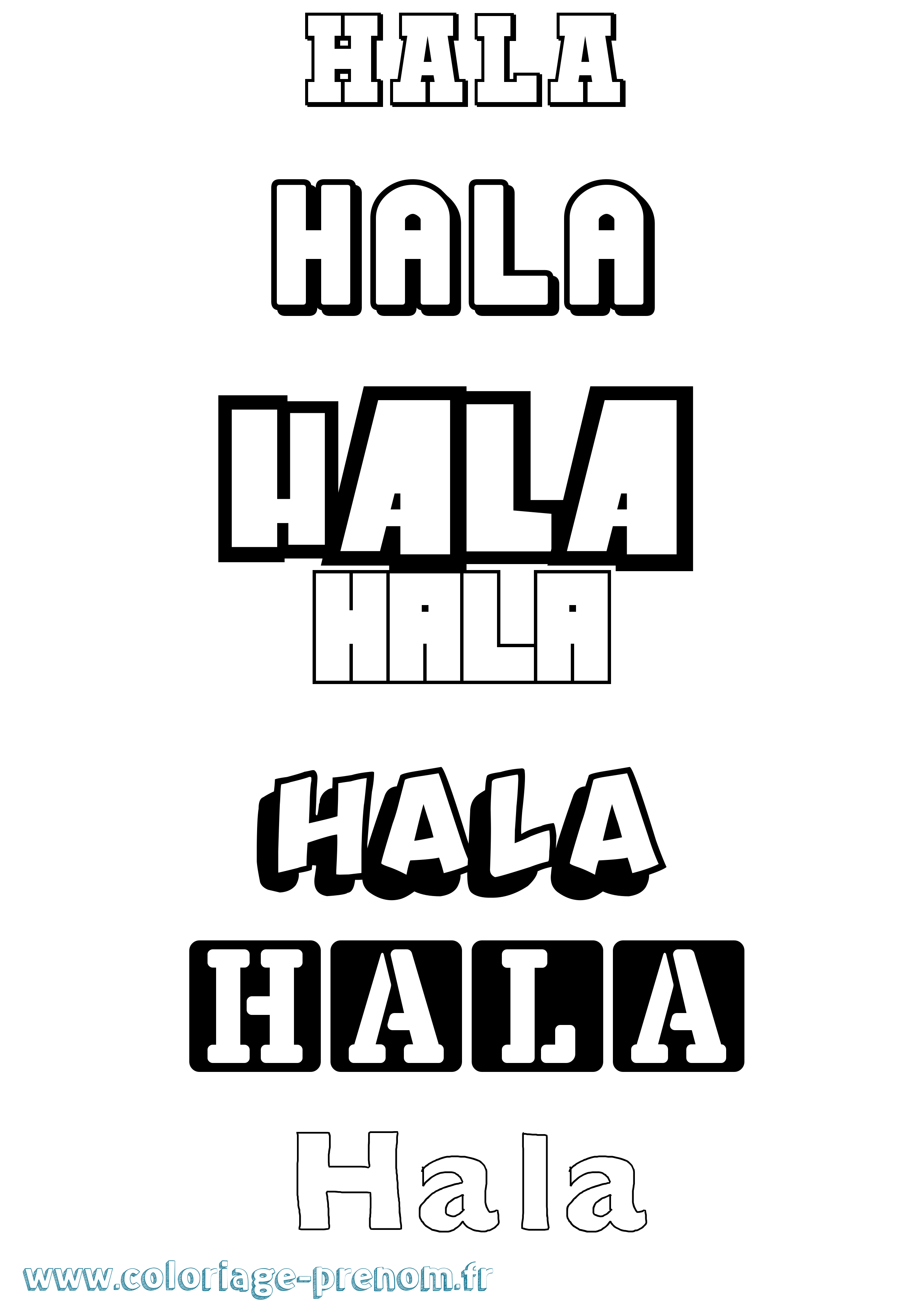 Coloriage prénom Hala Simple