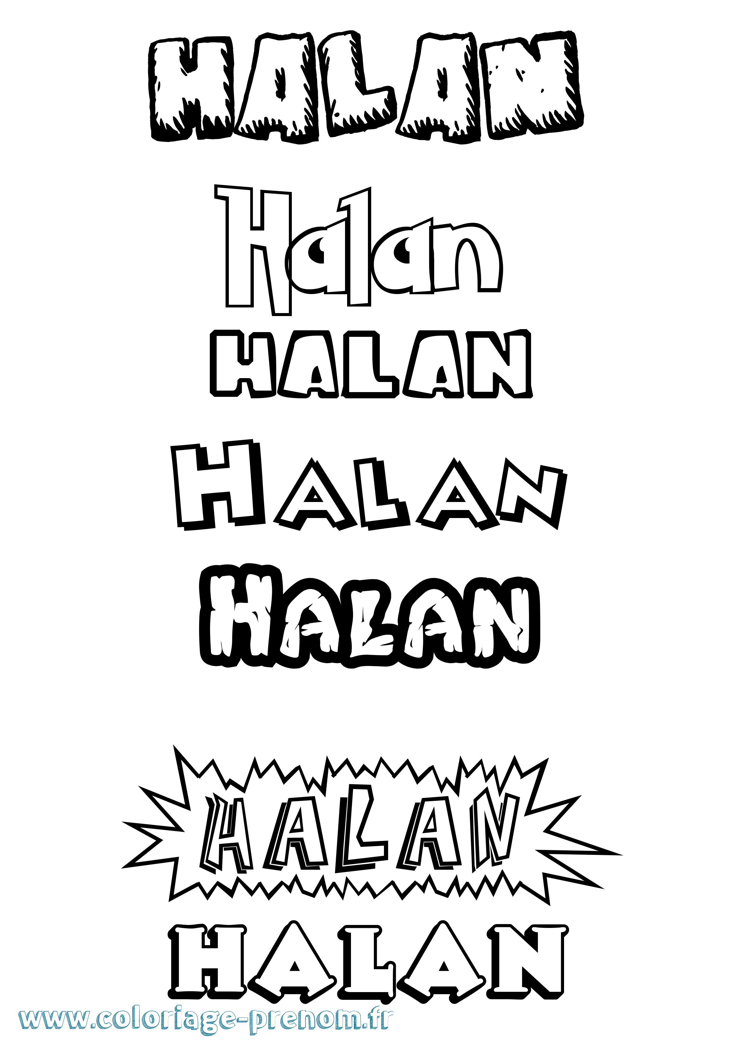 Coloriage prénom Halan Dessin Animé