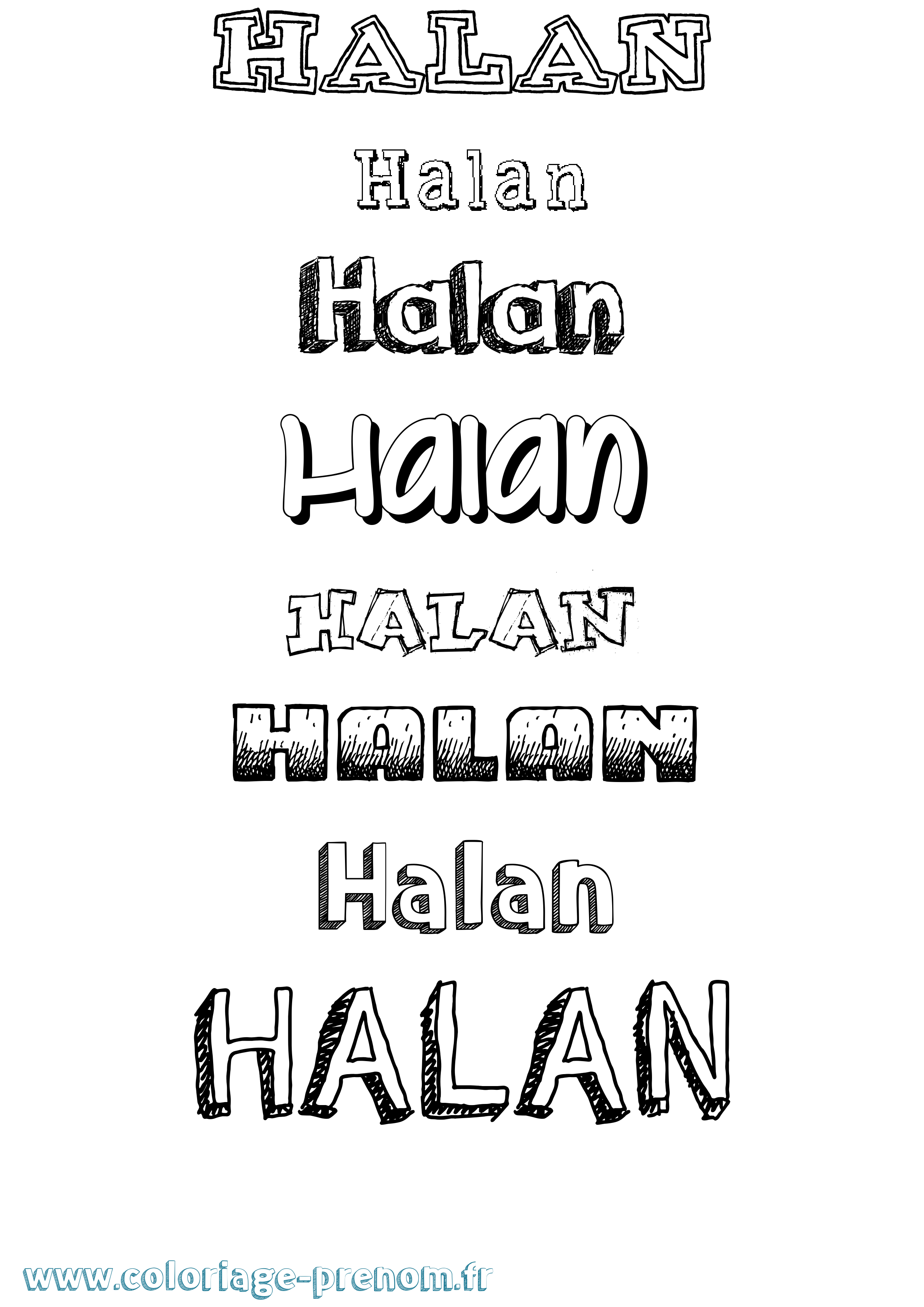 Coloriage prénom Halan Dessiné