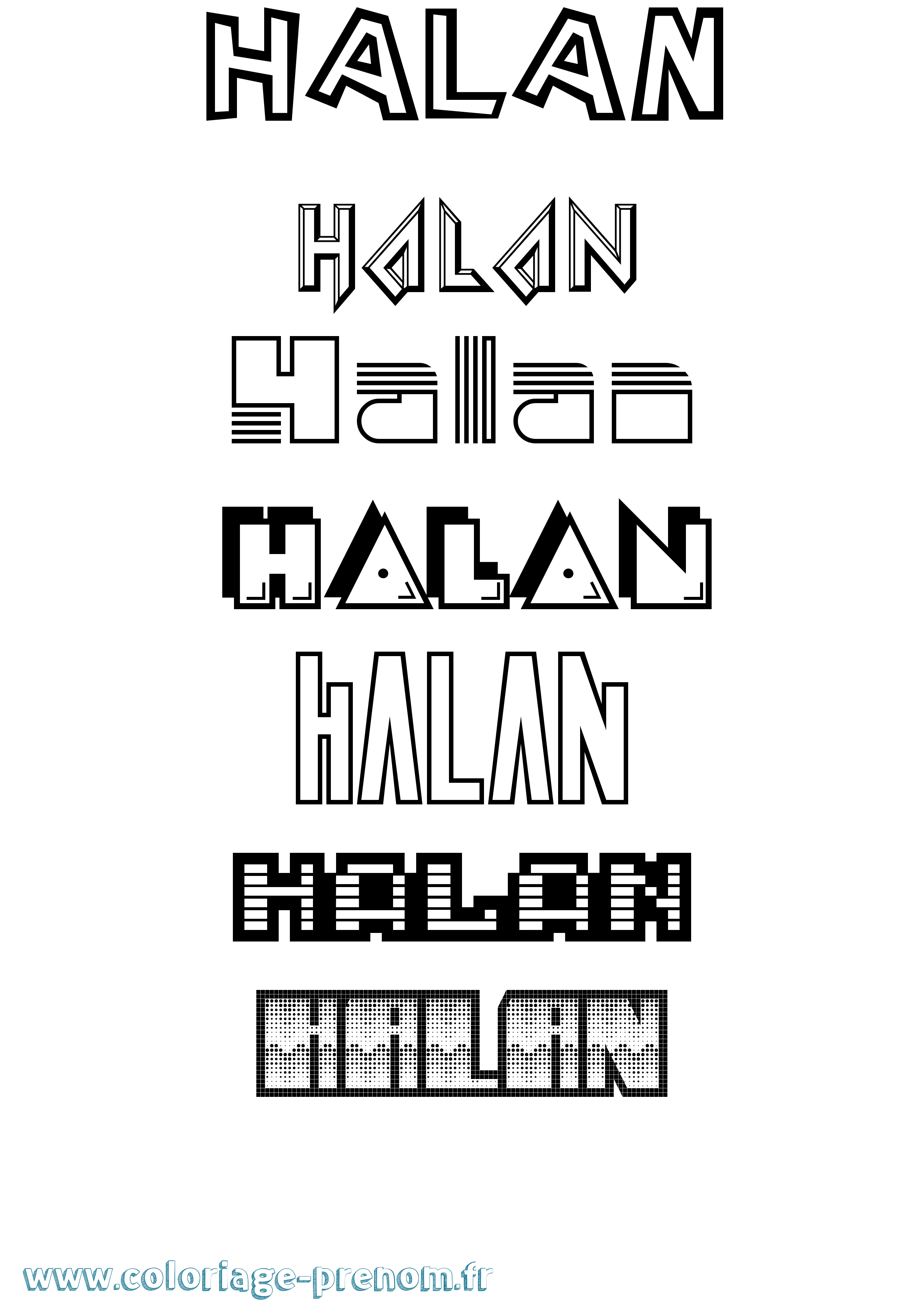 Coloriage prénom Halan Jeux Vidéos
