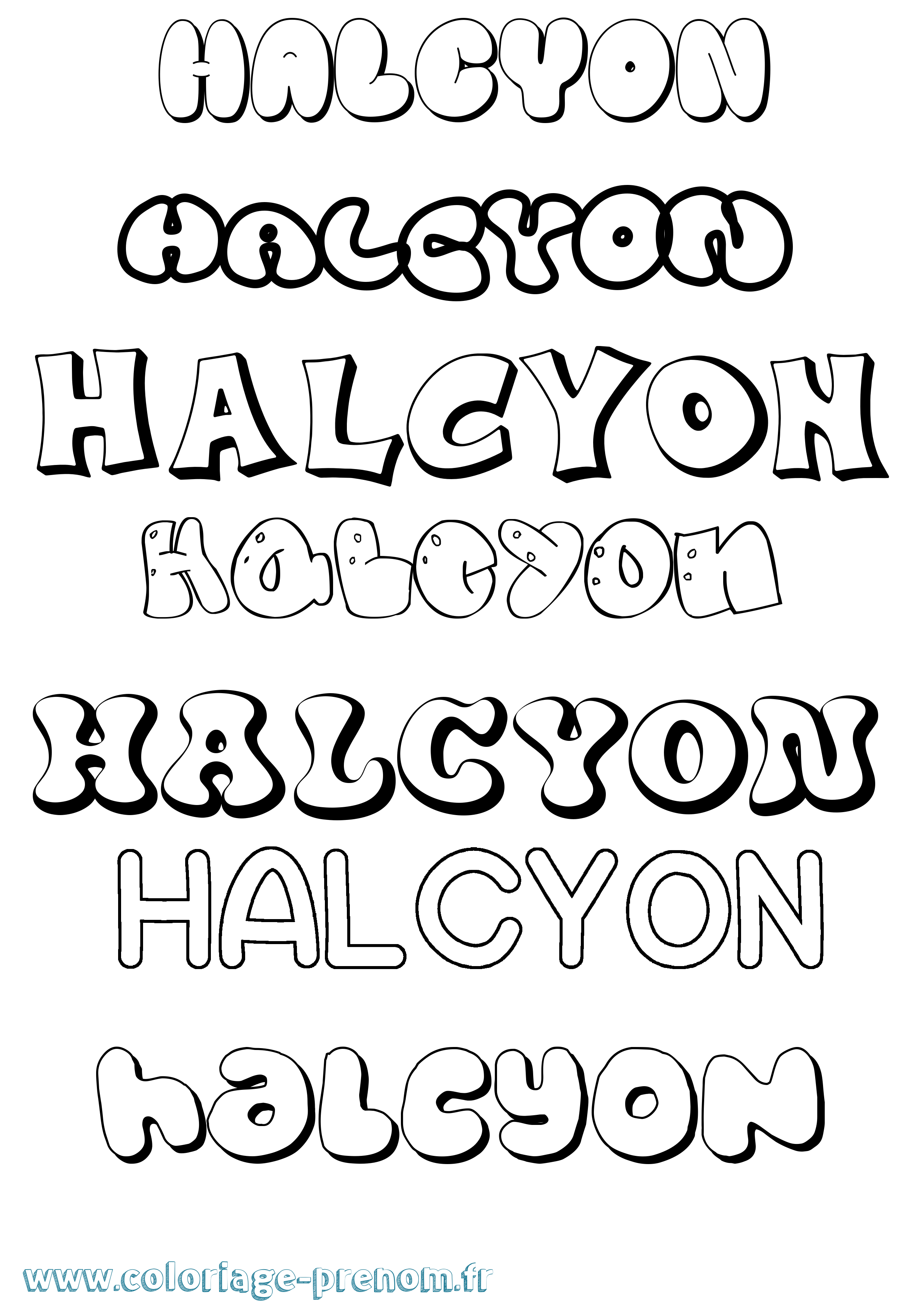 Coloriage prénom Halcyon Bubble