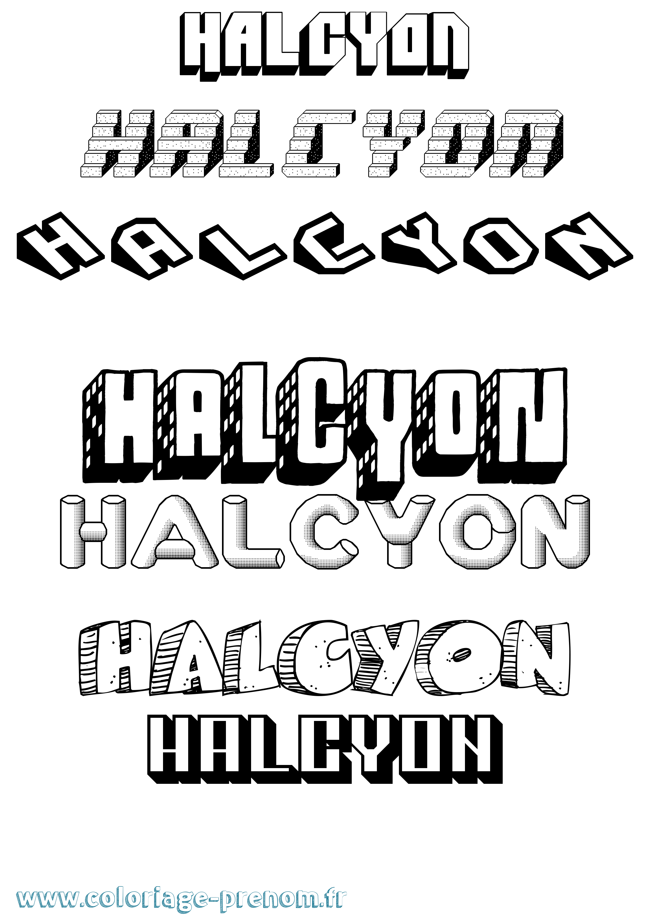 Coloriage prénom Halcyon Effet 3D