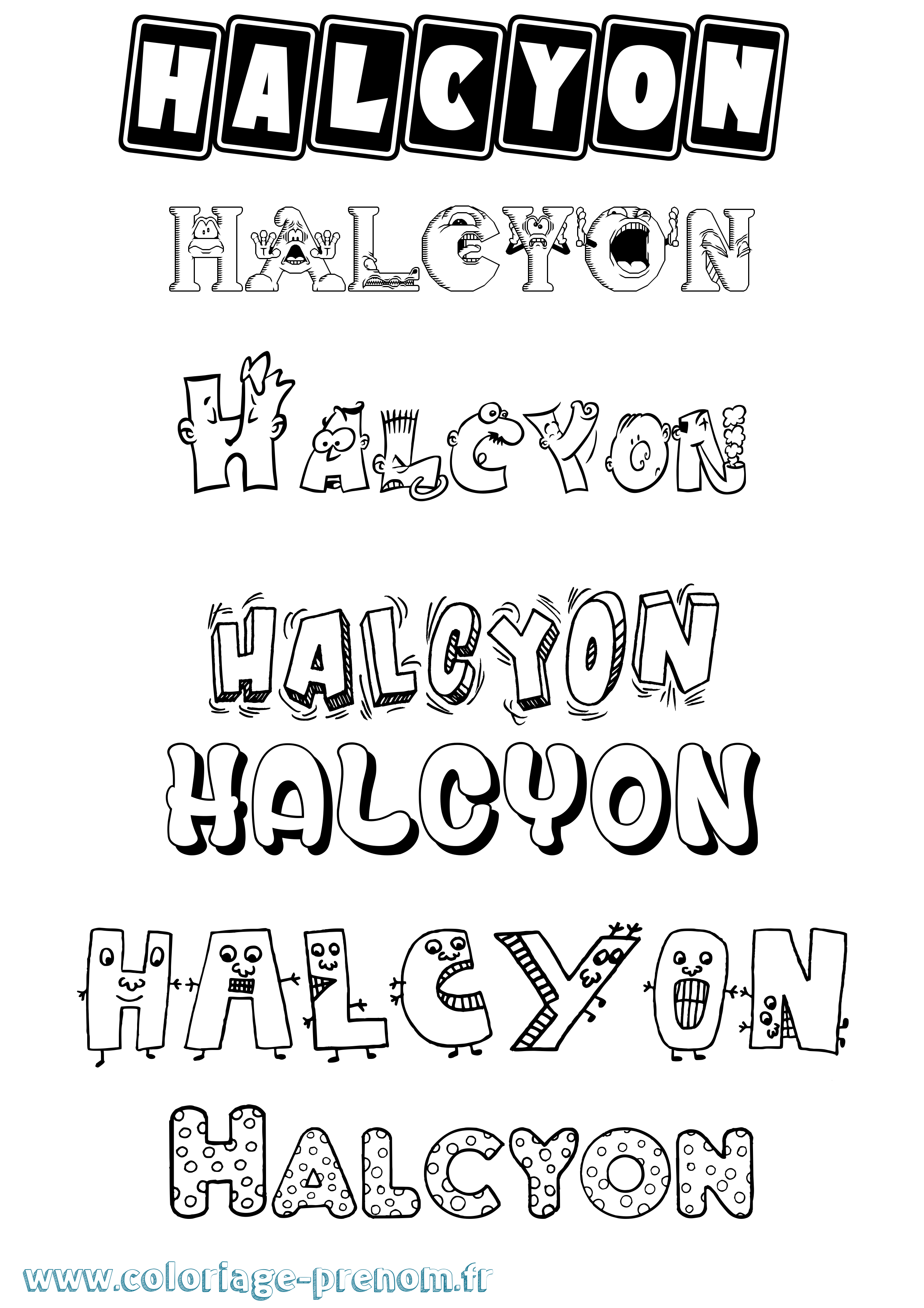 Coloriage prénom Halcyon Fun
