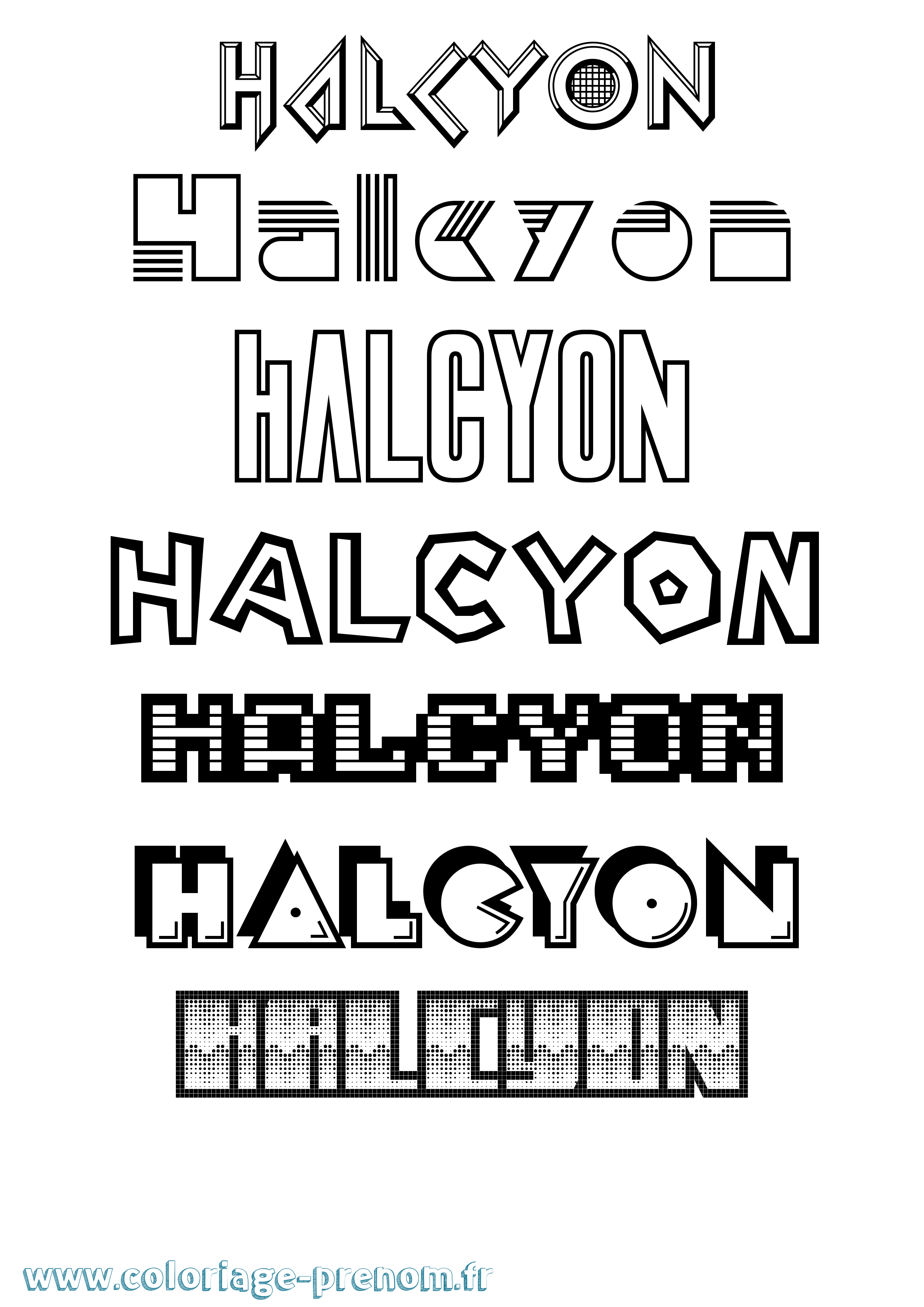 Coloriage prénom Halcyon Jeux Vidéos