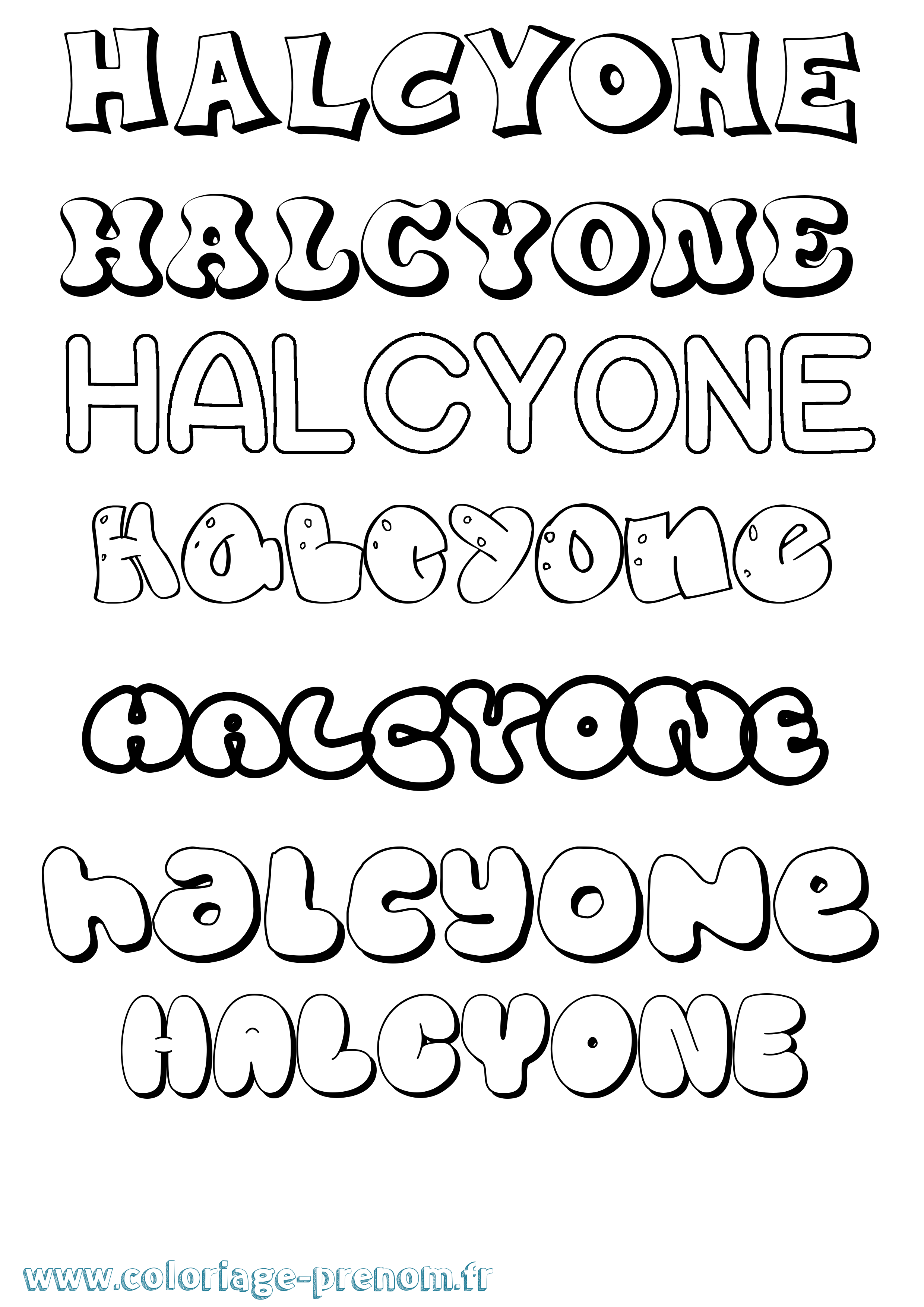 Coloriage Halcyone Bubble Coloriage prénom Halcyone Bubble