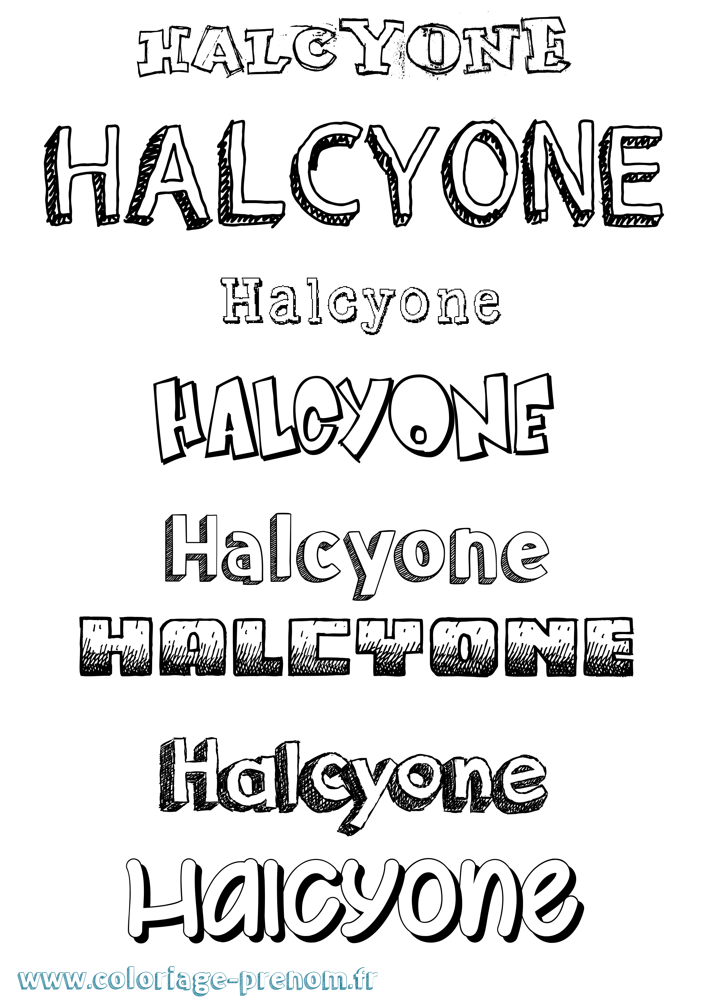 Coloriage prénom Halcyone Dessiné