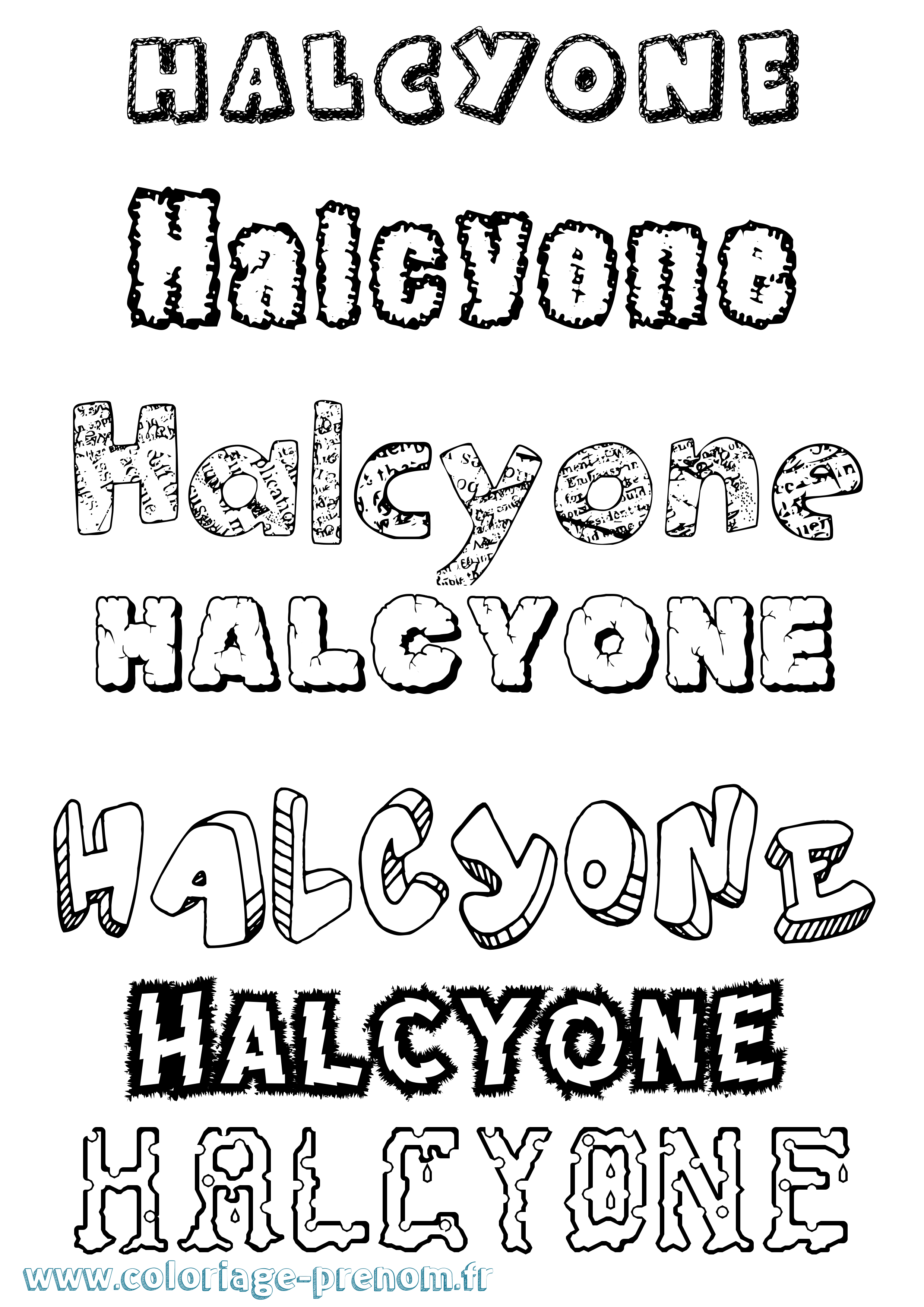 Coloriage Halcyone Destructuré Coloriage prénom Halcyone Destructuré