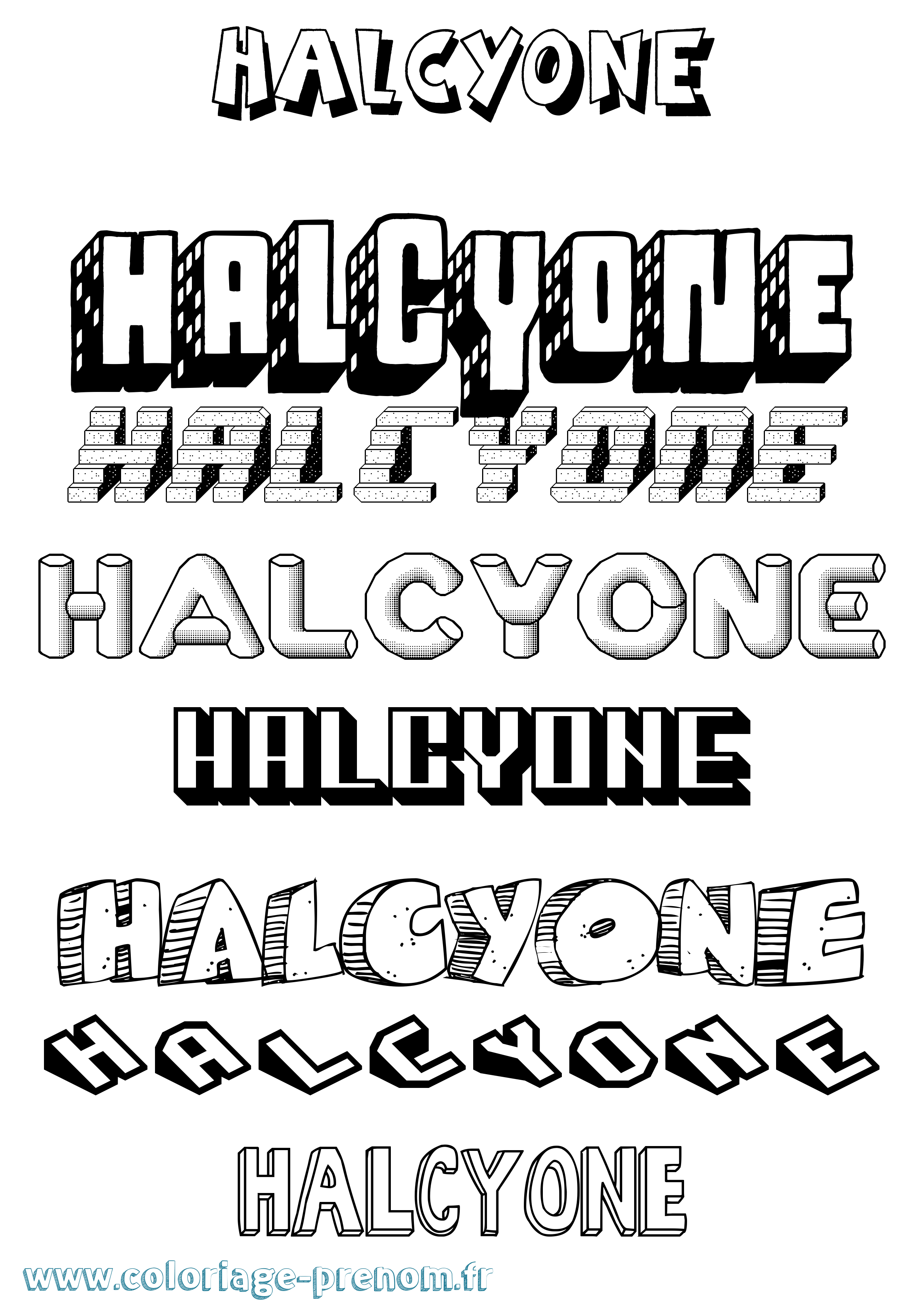 Coloriage Halcyone Effet 3D Coloriage prénom Halcyone Effet 3D