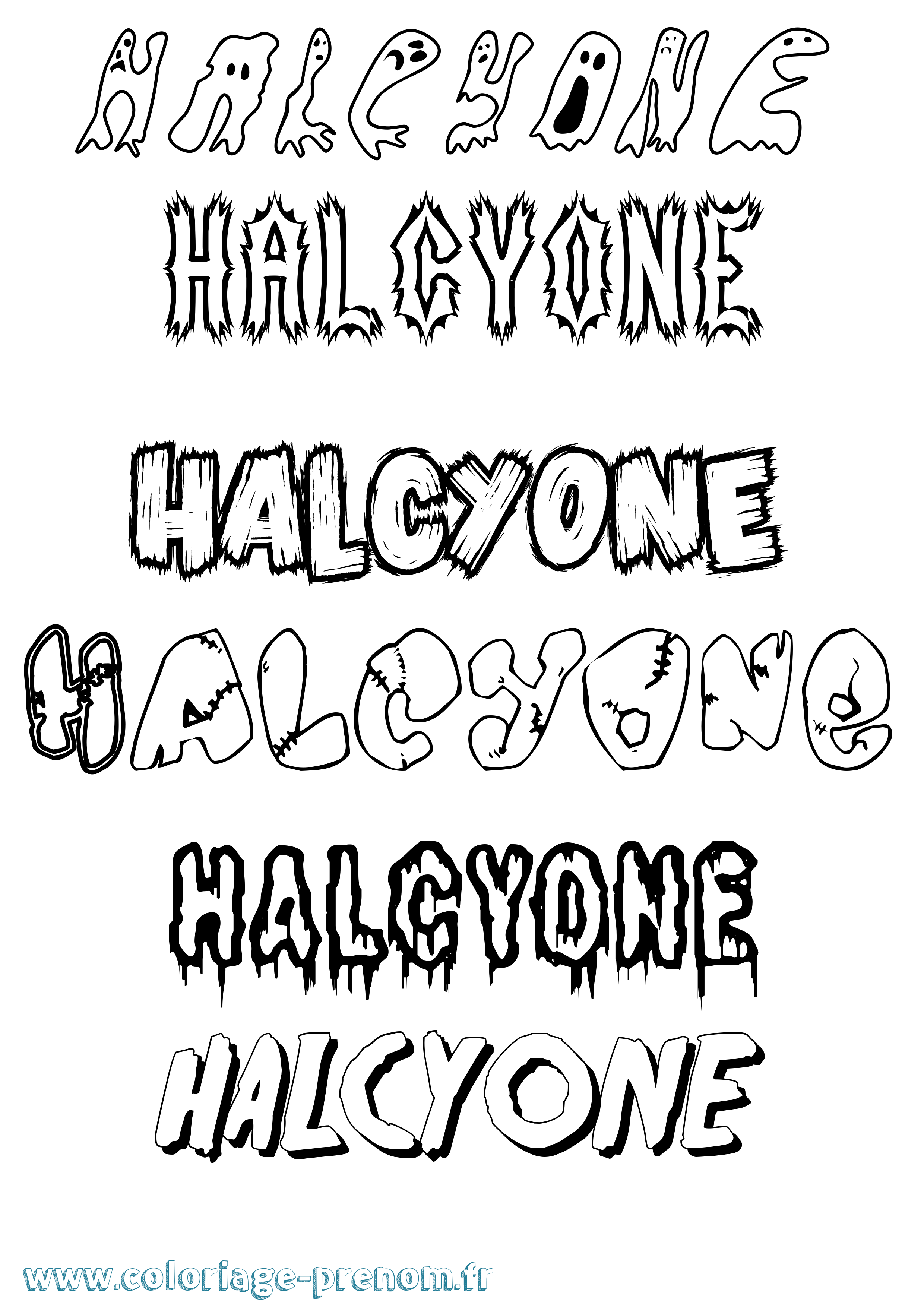 Coloriage Halcyone Frisson Coloriage prénom Halcyone Frisson