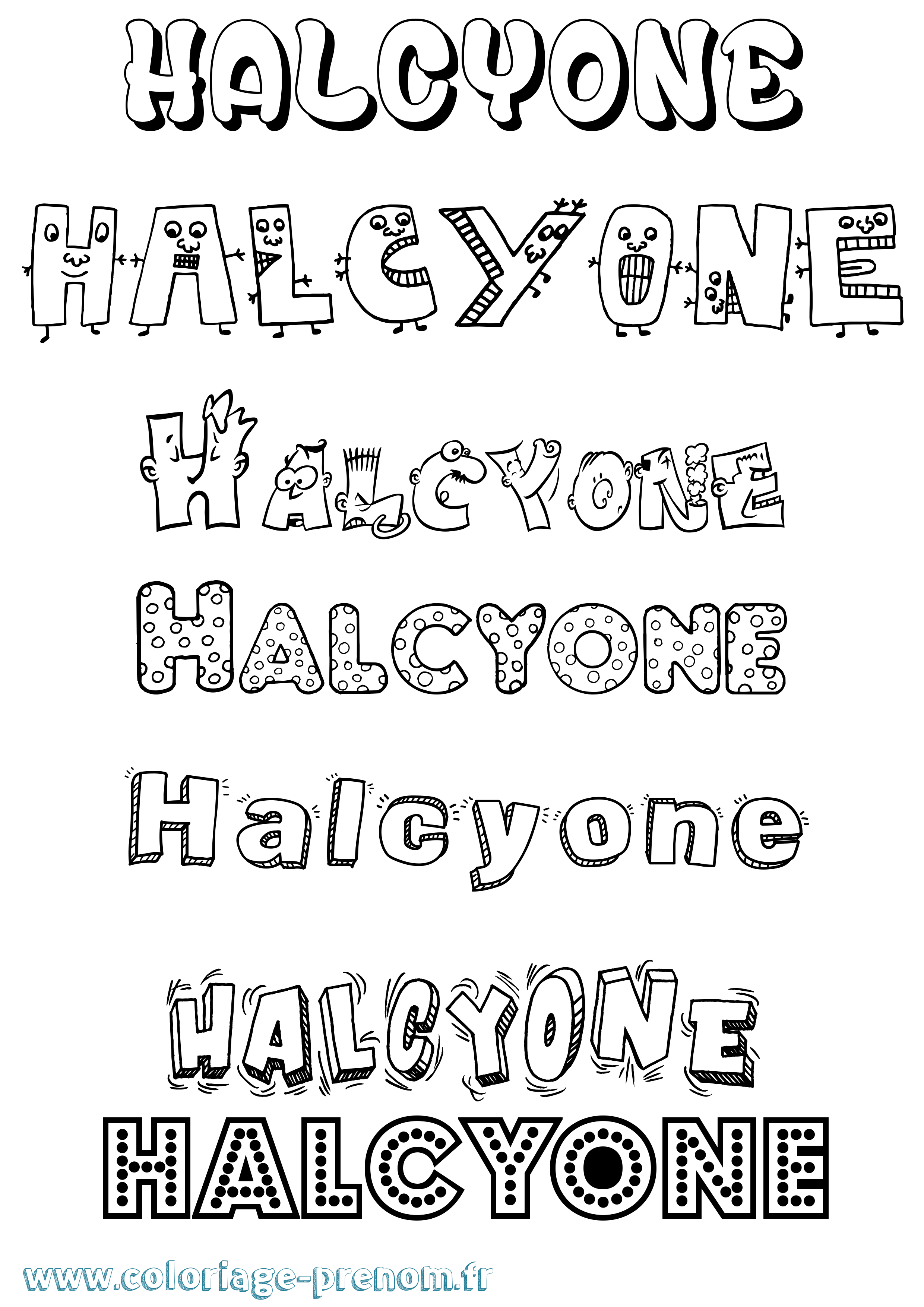 Coloriage Halcyone Fun Coloriage prénom Halcyone Fun