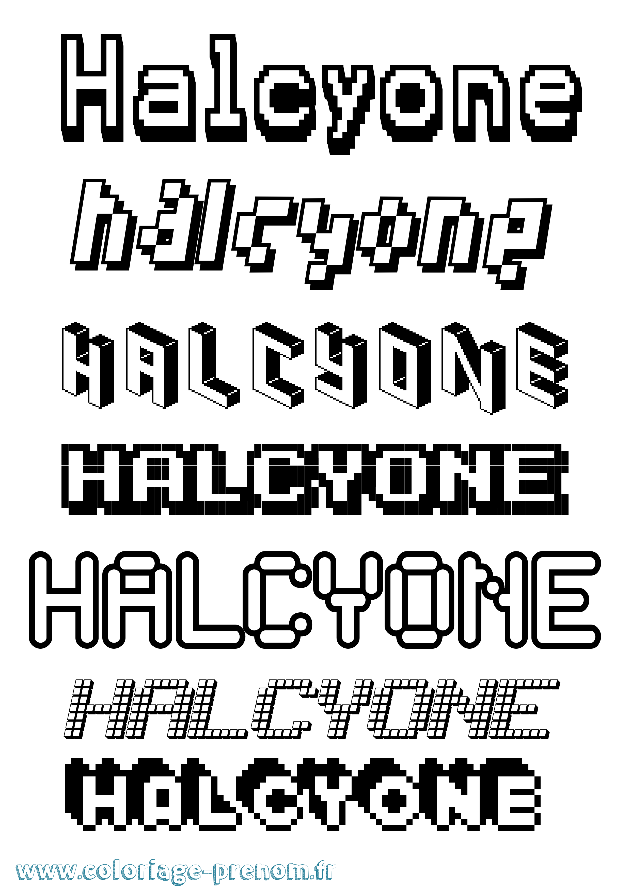 Coloriage prénom Halcyone Pixel