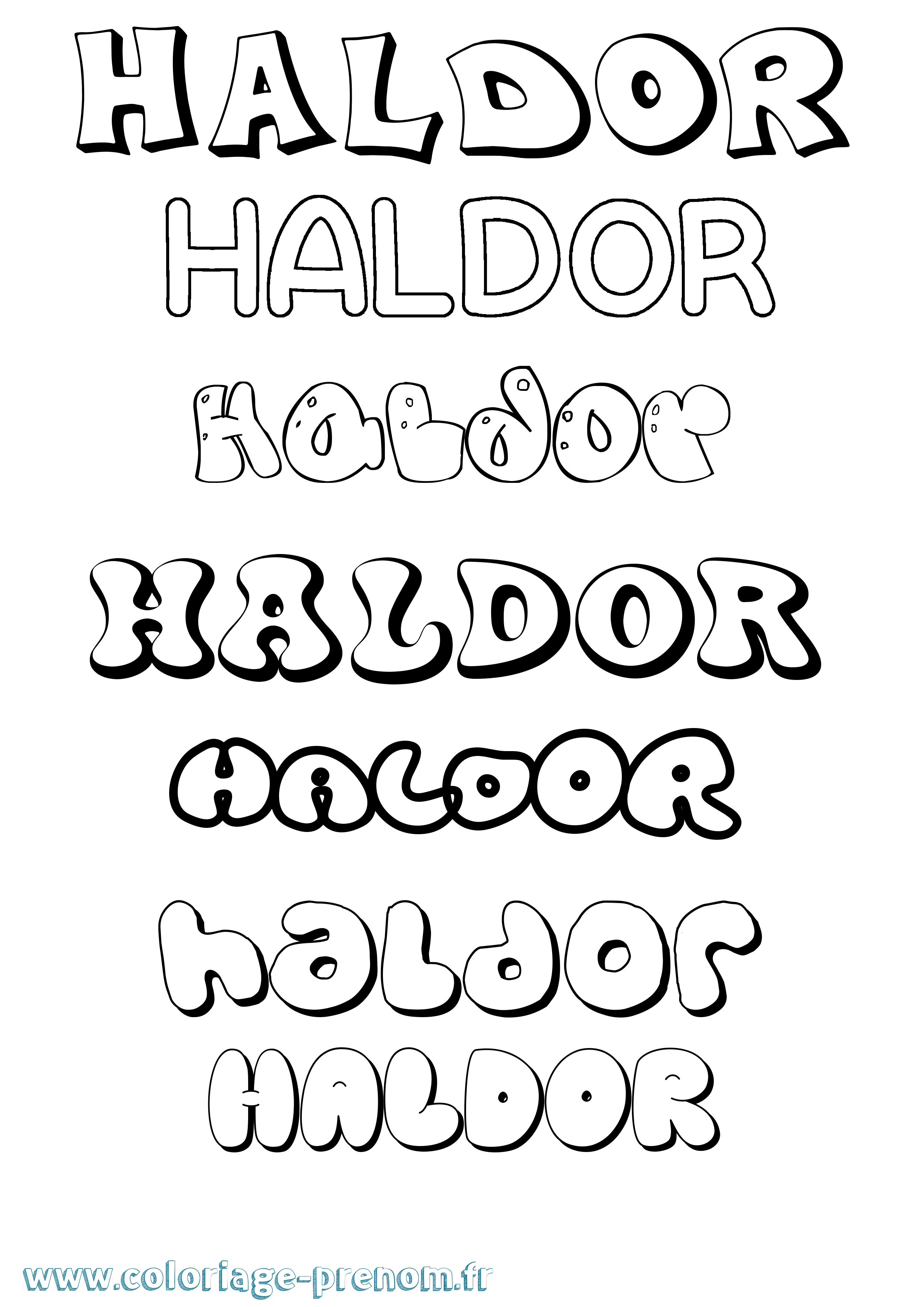 Coloriage prénom Haldor Bubble