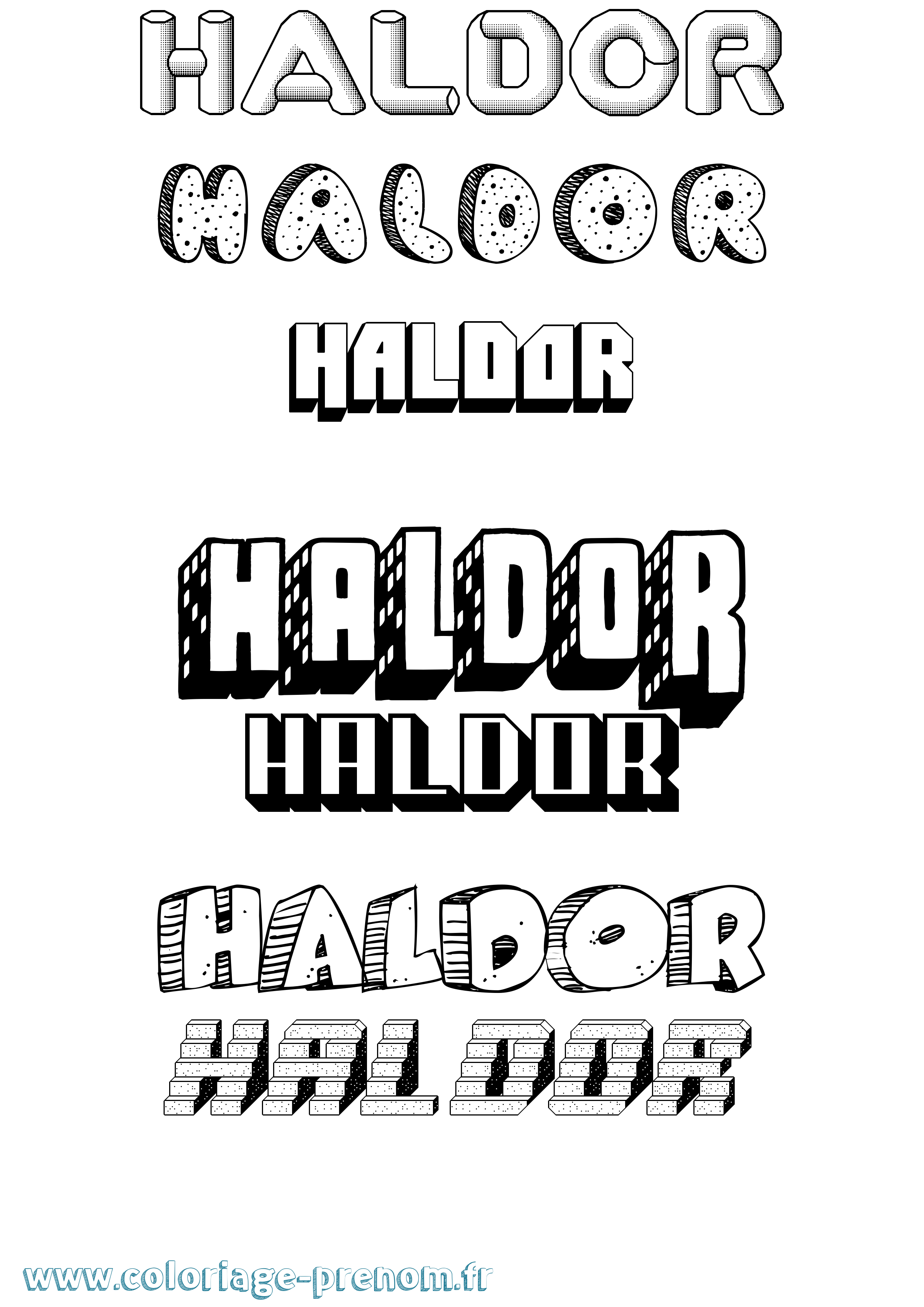 Coloriage prénom Haldor Effet 3D
