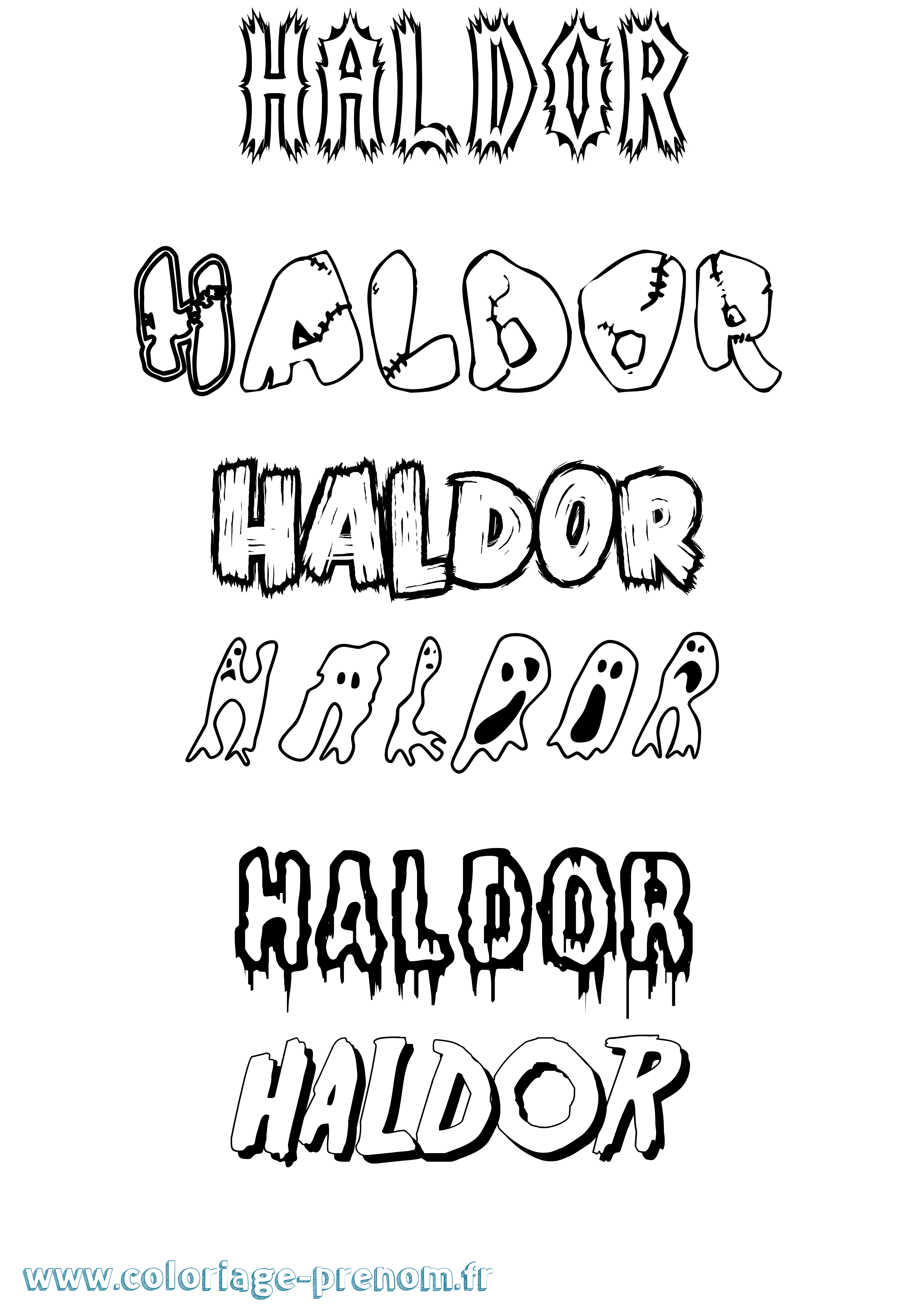 Coloriage prénom Haldor Frisson
