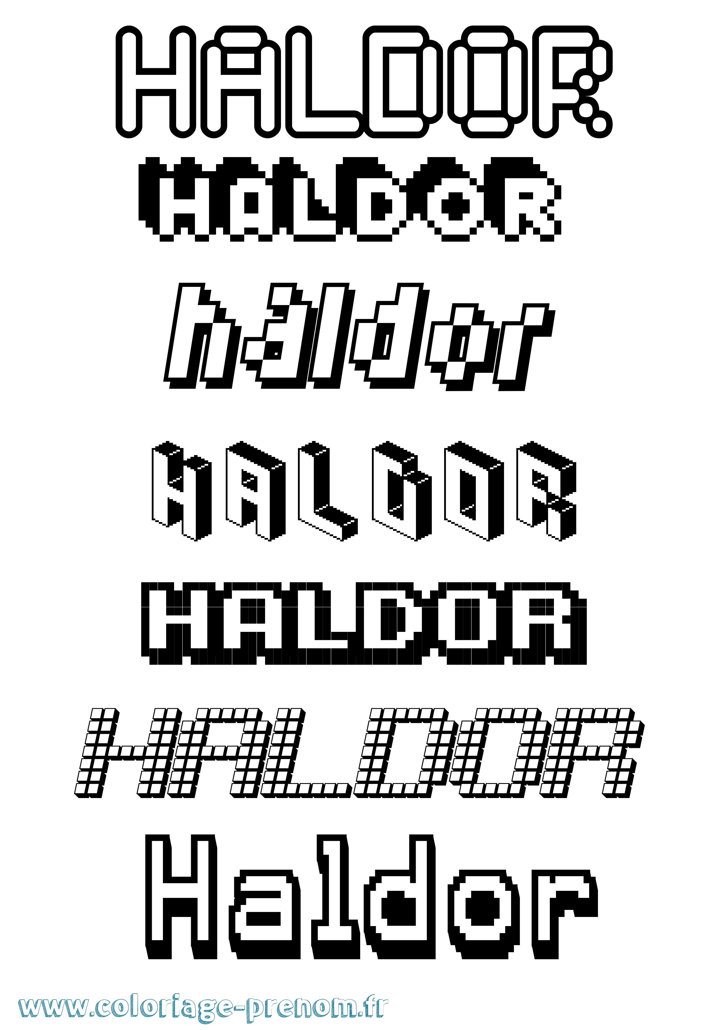 Coloriage prénom Haldor Pixel