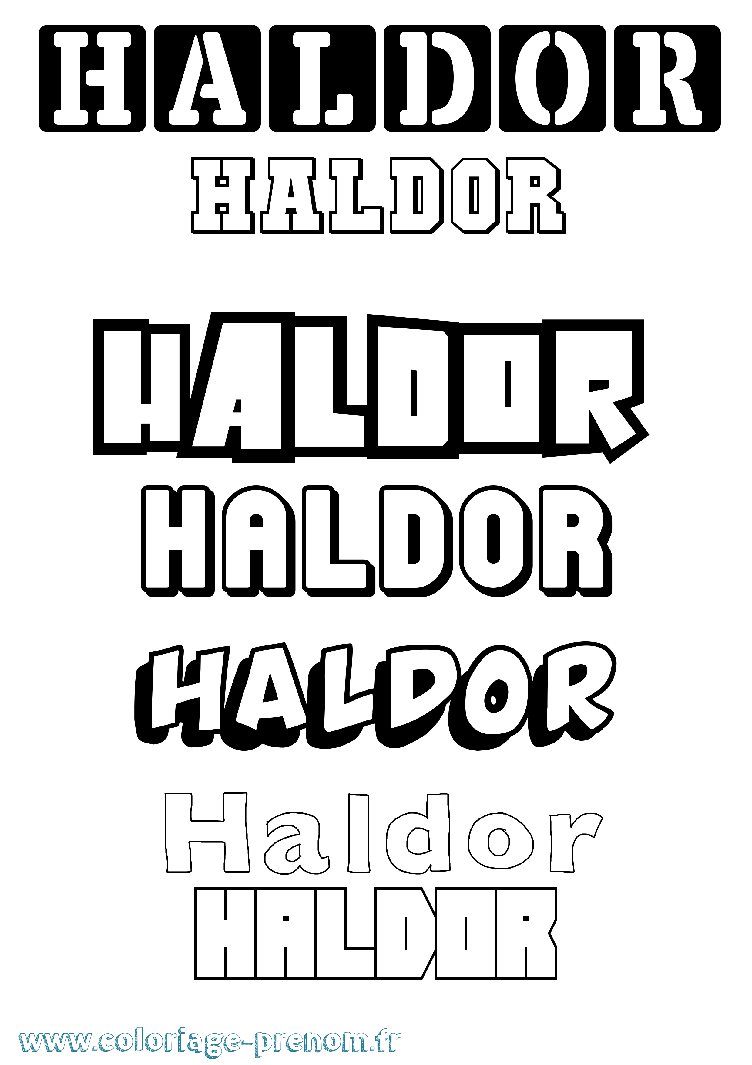Coloriage prénom Haldor Simple