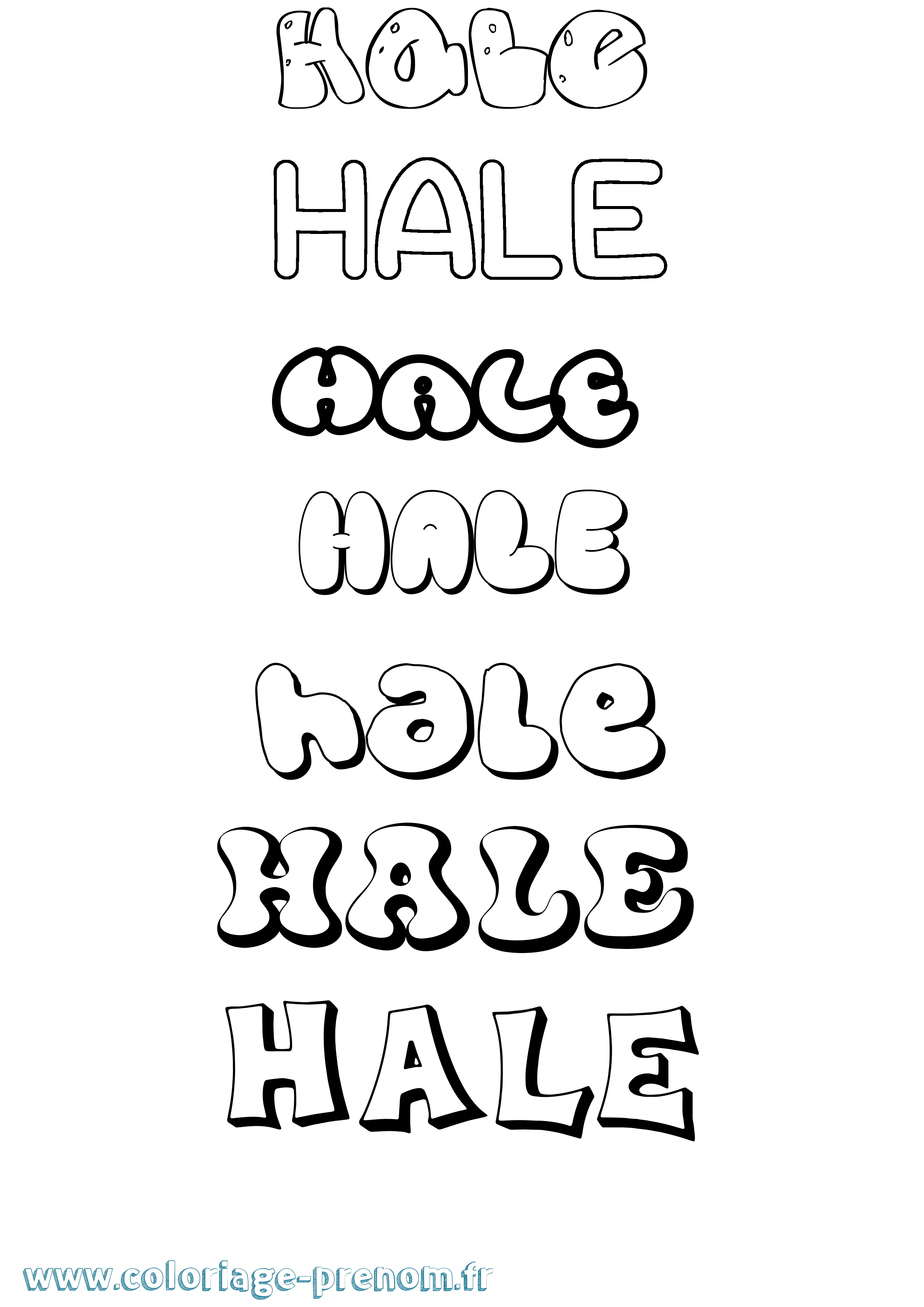 Coloriage prénom Hale Bubble