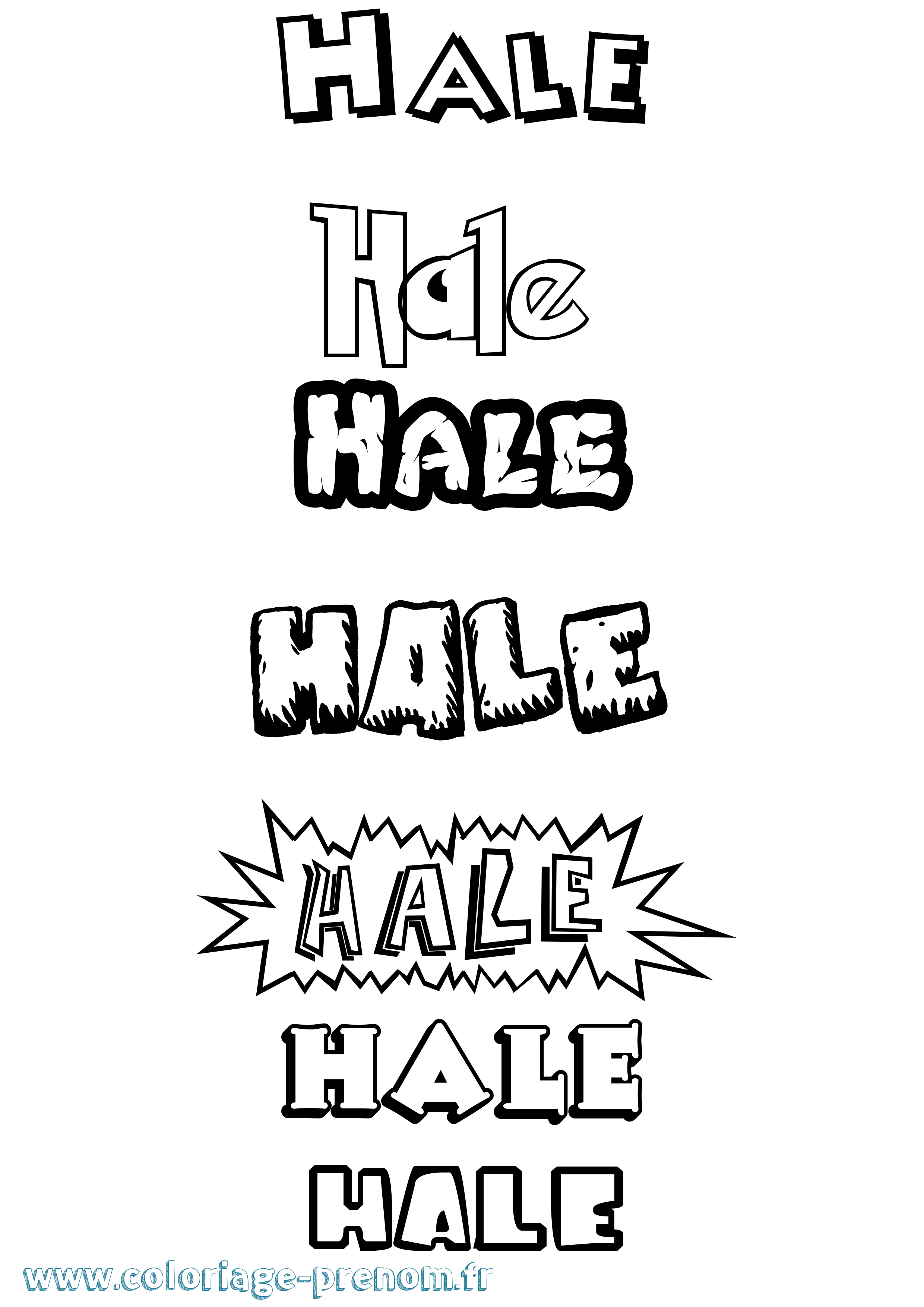Coloriage Hale Dessin Animé Coloriage prénom Hale Dessin Animé
