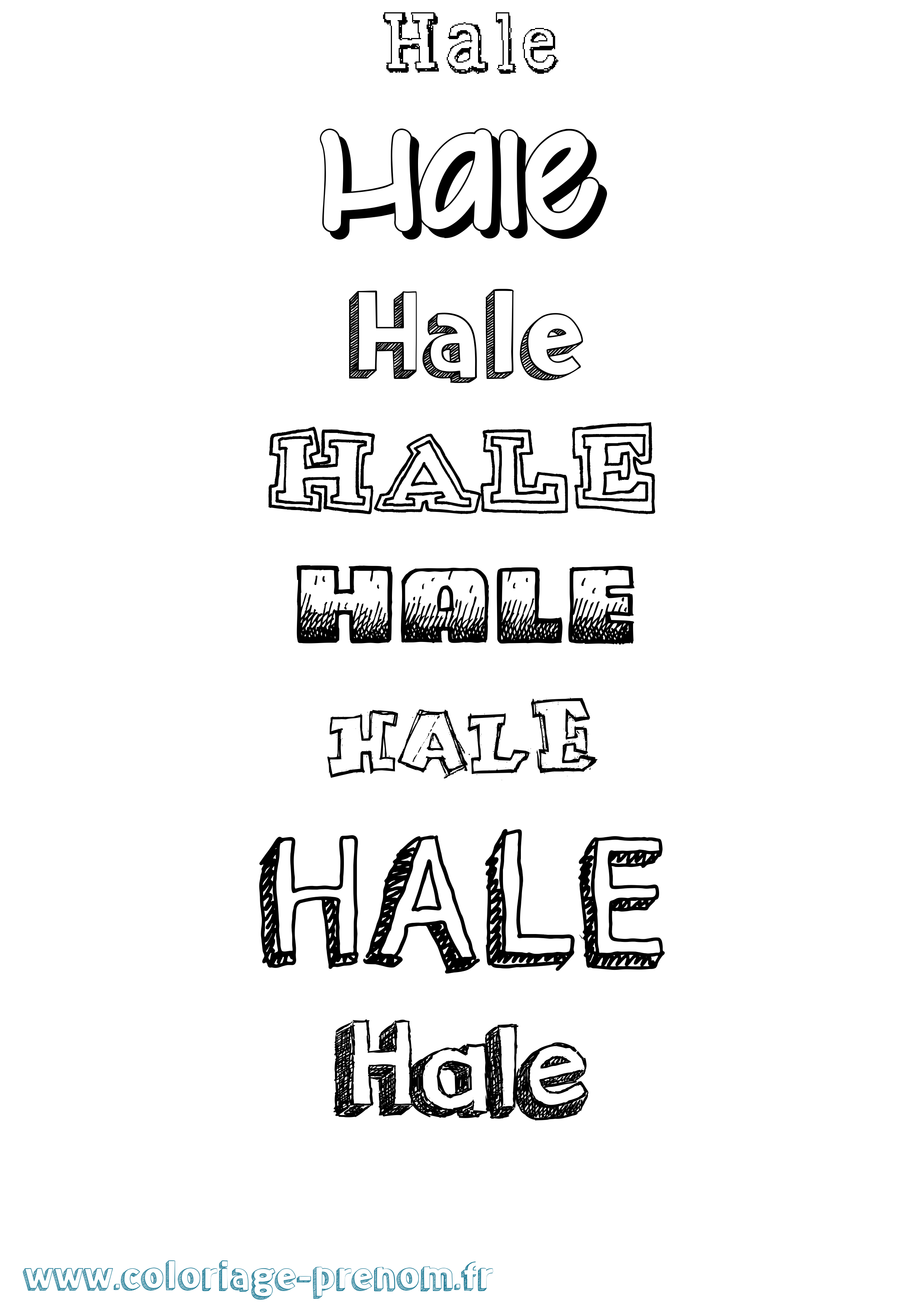 Coloriage Hale Dessiné Coloriage prénom Hale Dessiné