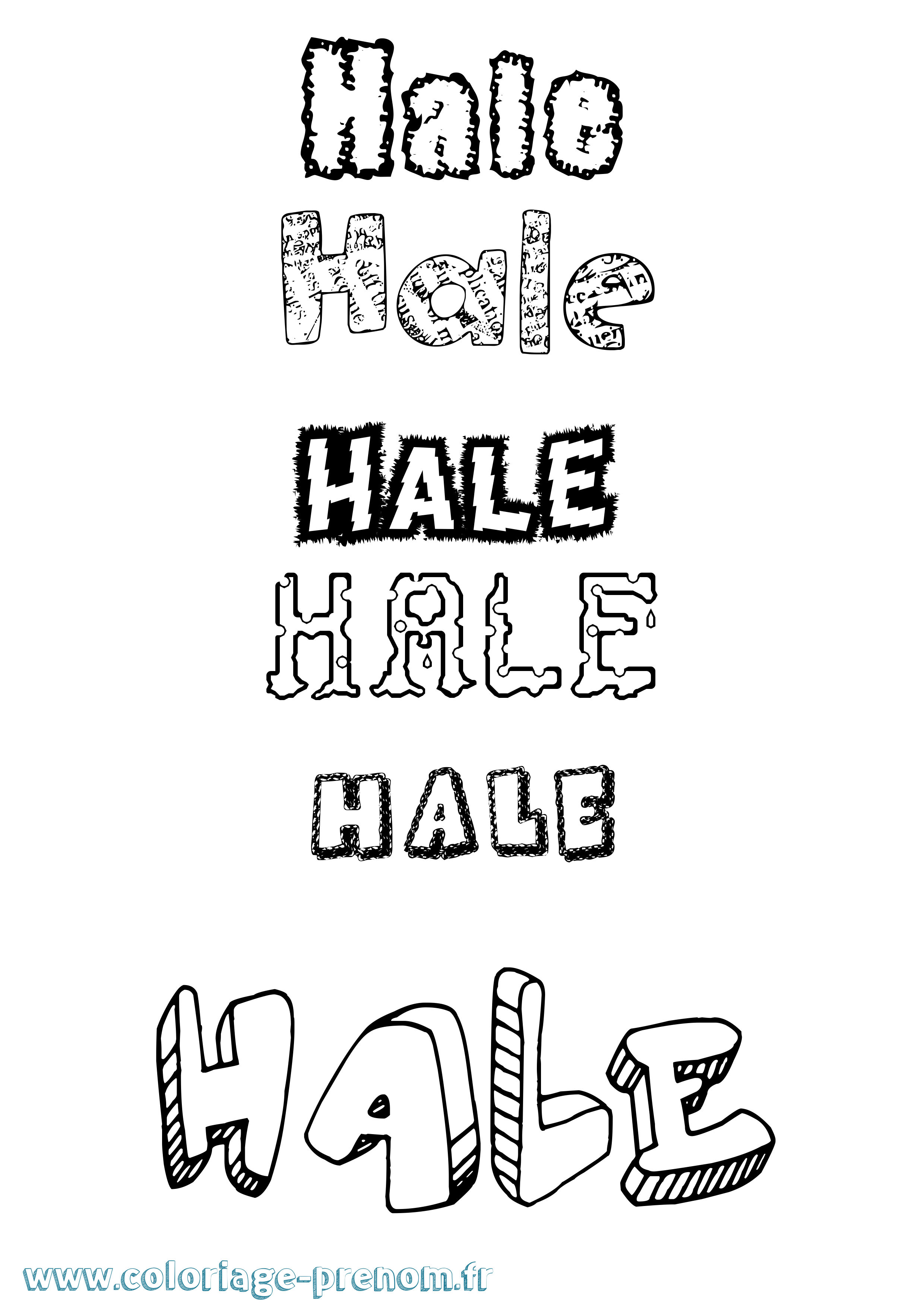 Coloriage prénom Hale Destructuré