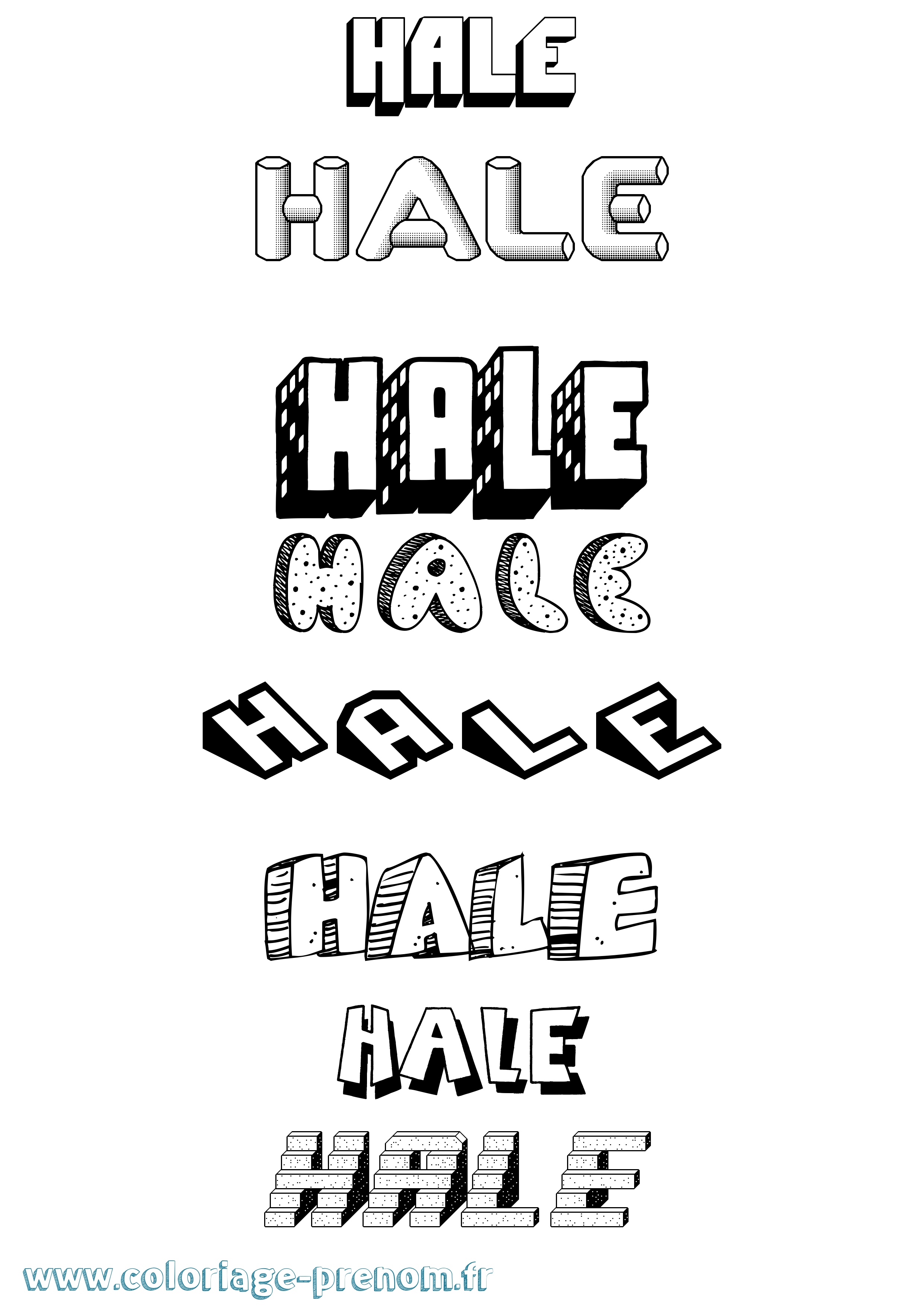 Coloriage Hale Effet 3D Coloriage prénom Hale Effet 3D