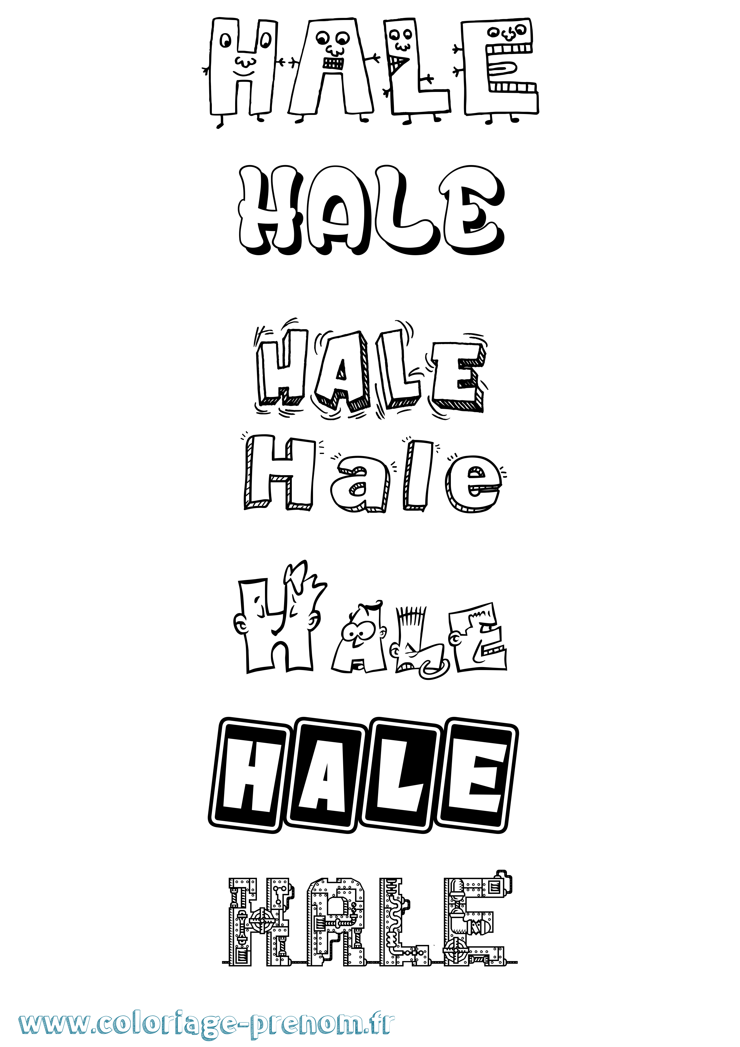 Coloriage prénom Hale Fun