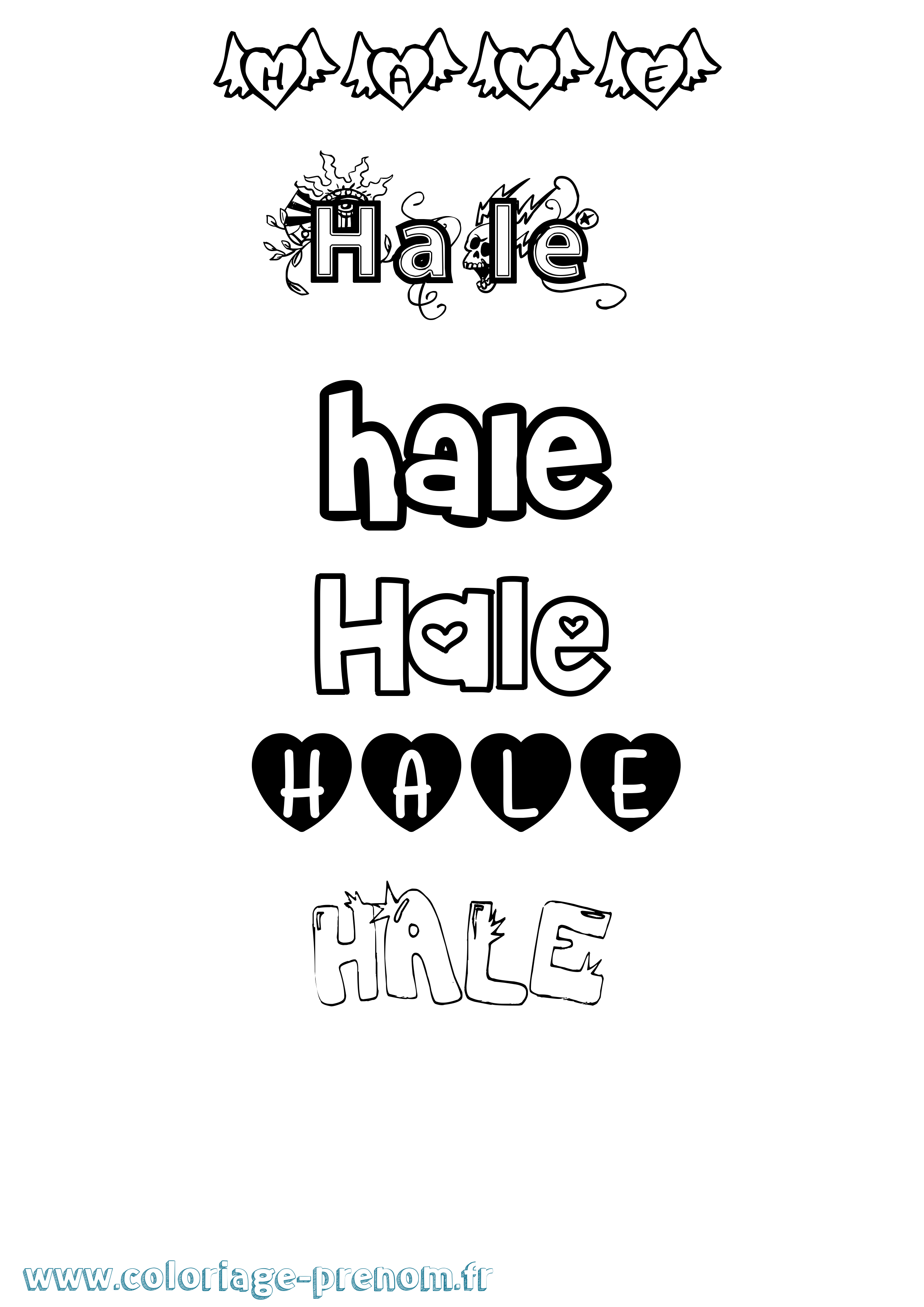Coloriage Hale Girly Coloriage prénom Hale Girly