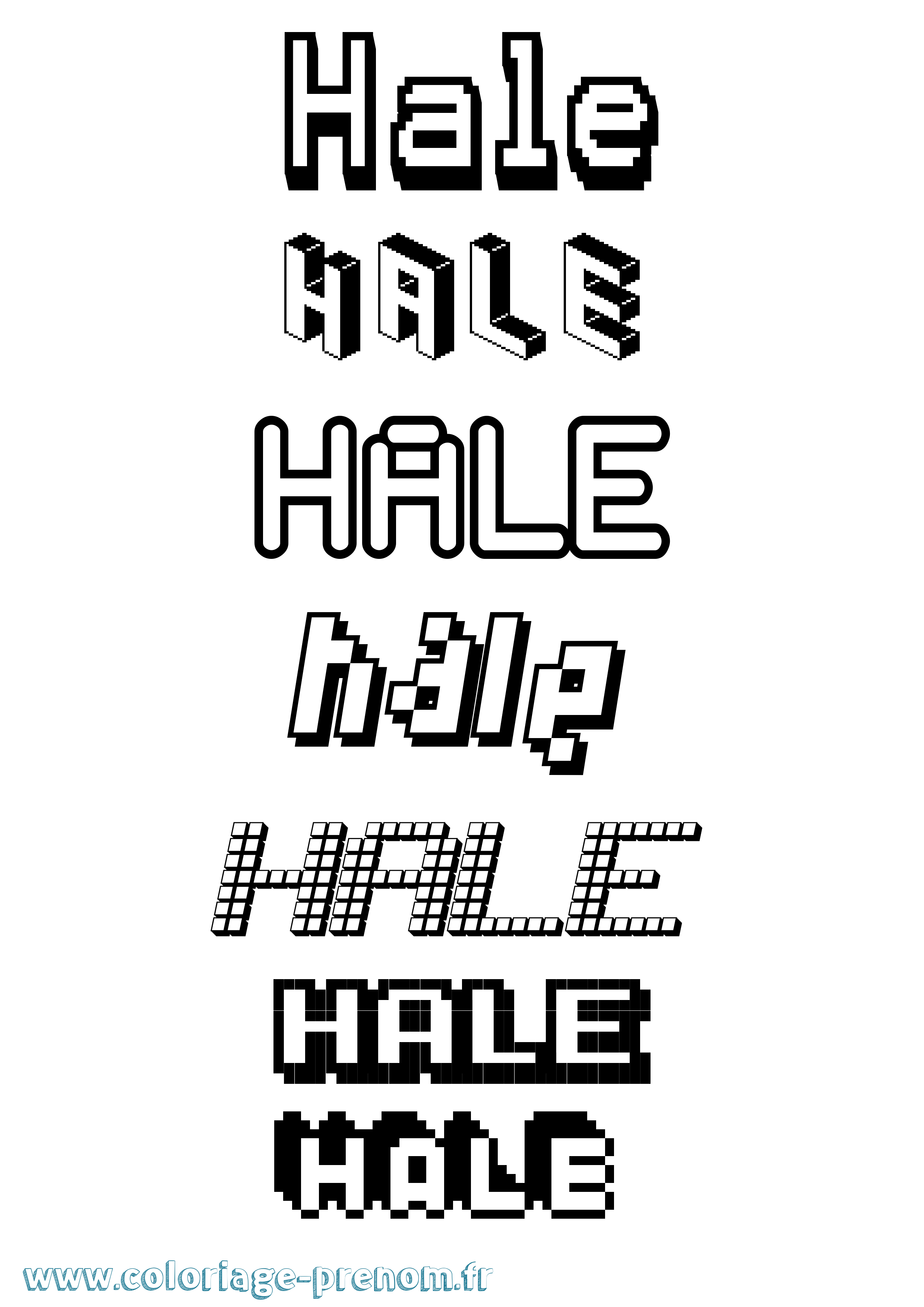 Coloriage prénom Hale Pixel