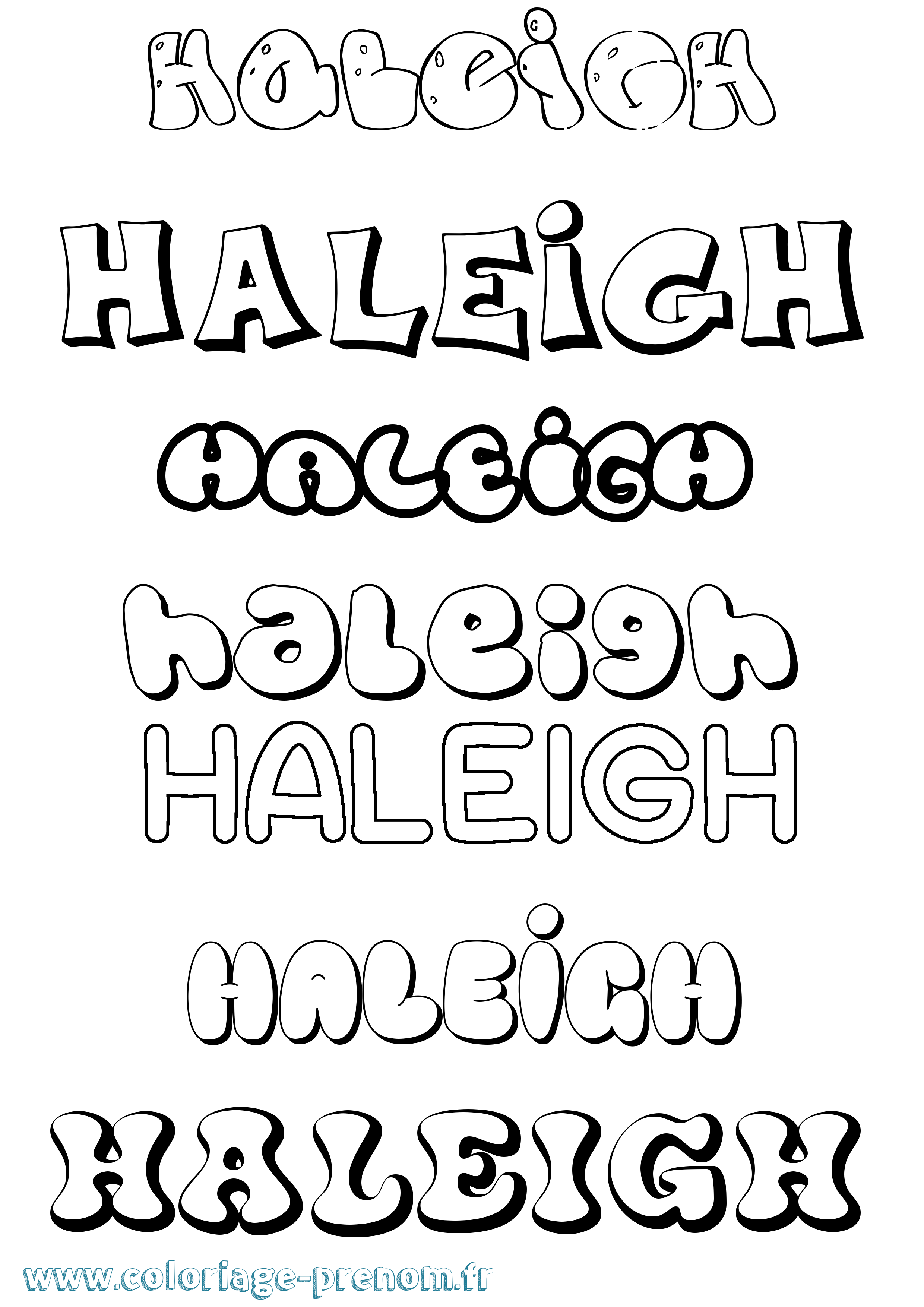 Coloriage prénom Haleigh Bubble