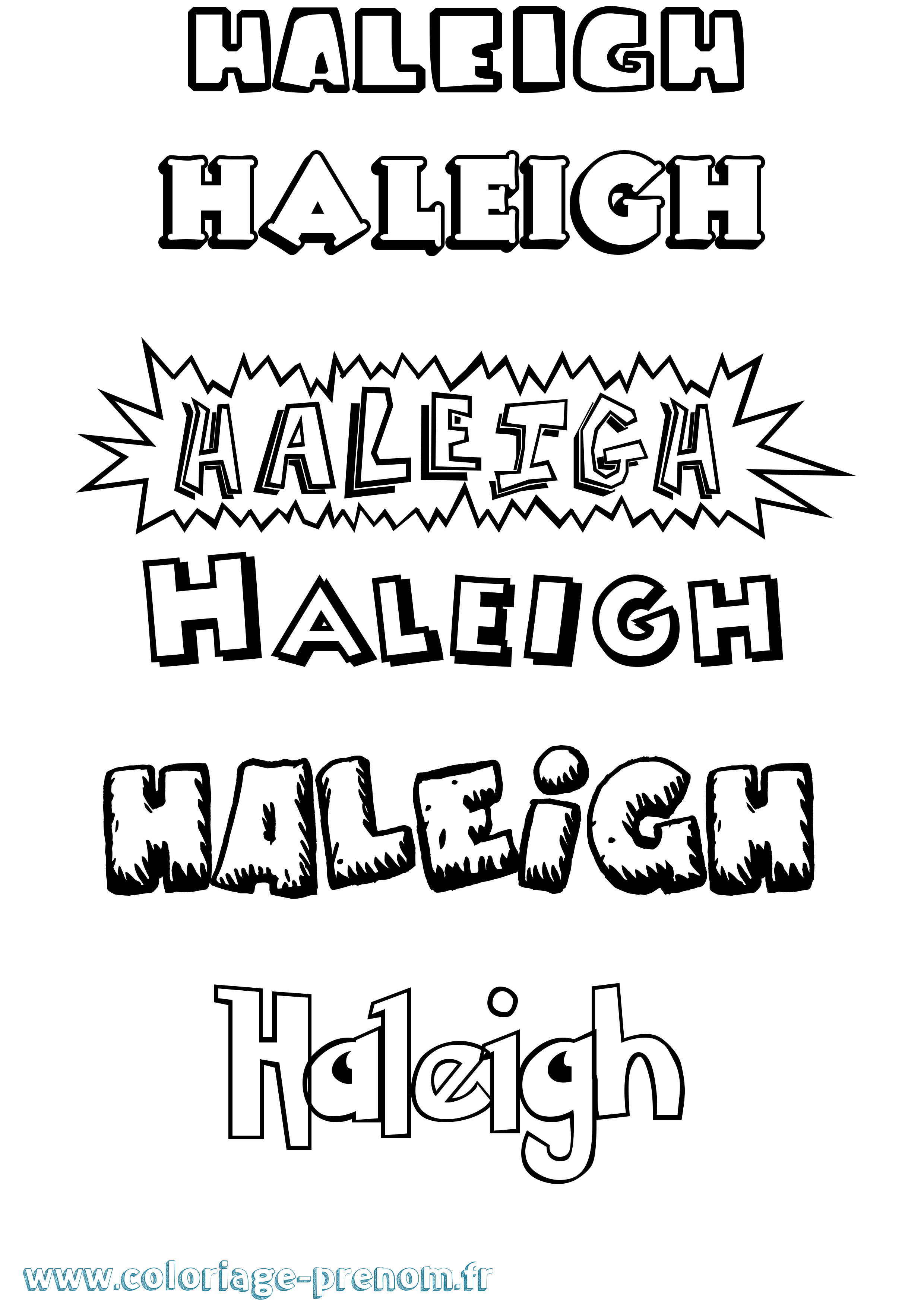 Coloriage prénom Haleigh Dessin Animé