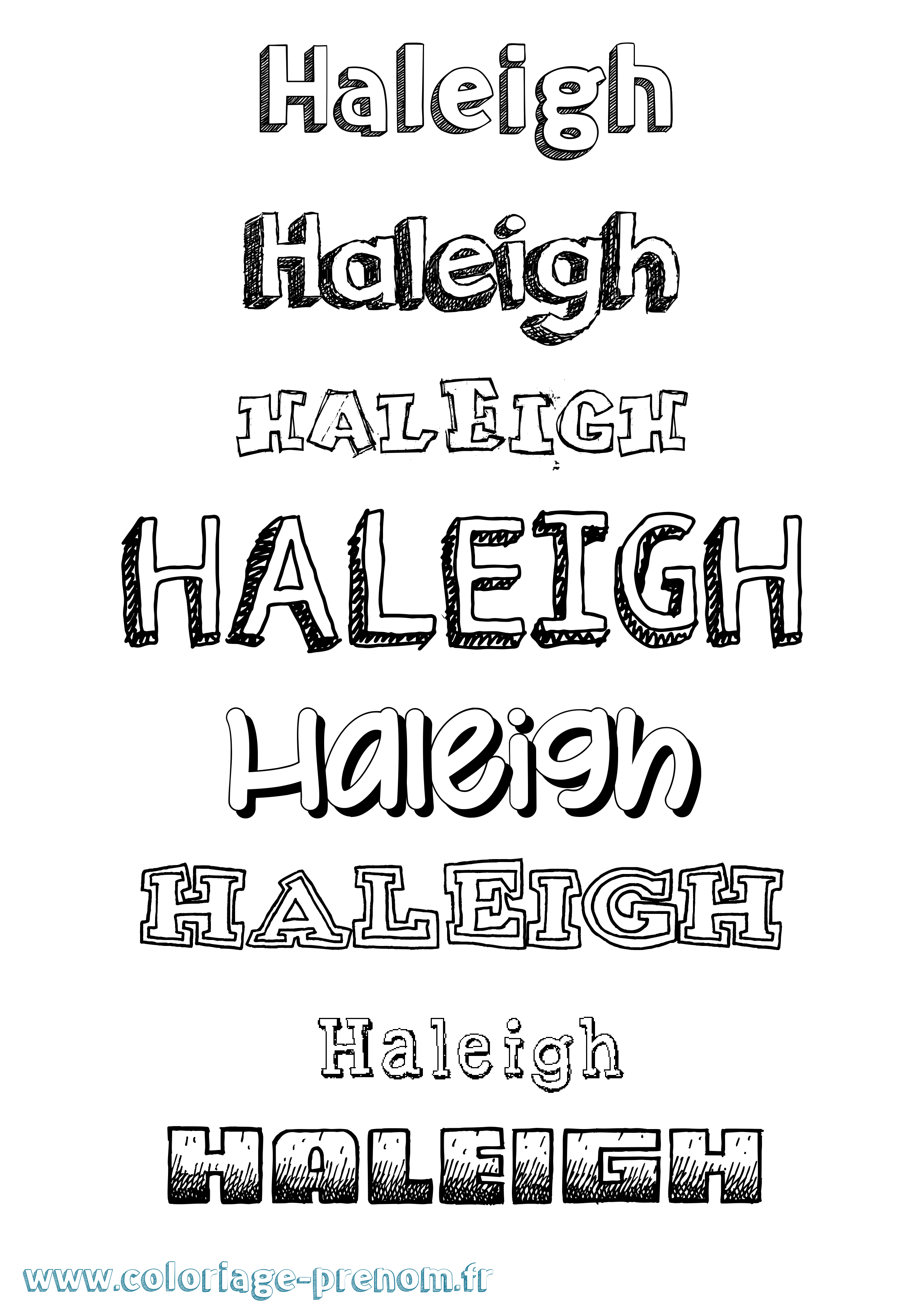 Coloriage prénom Haleigh Dessiné