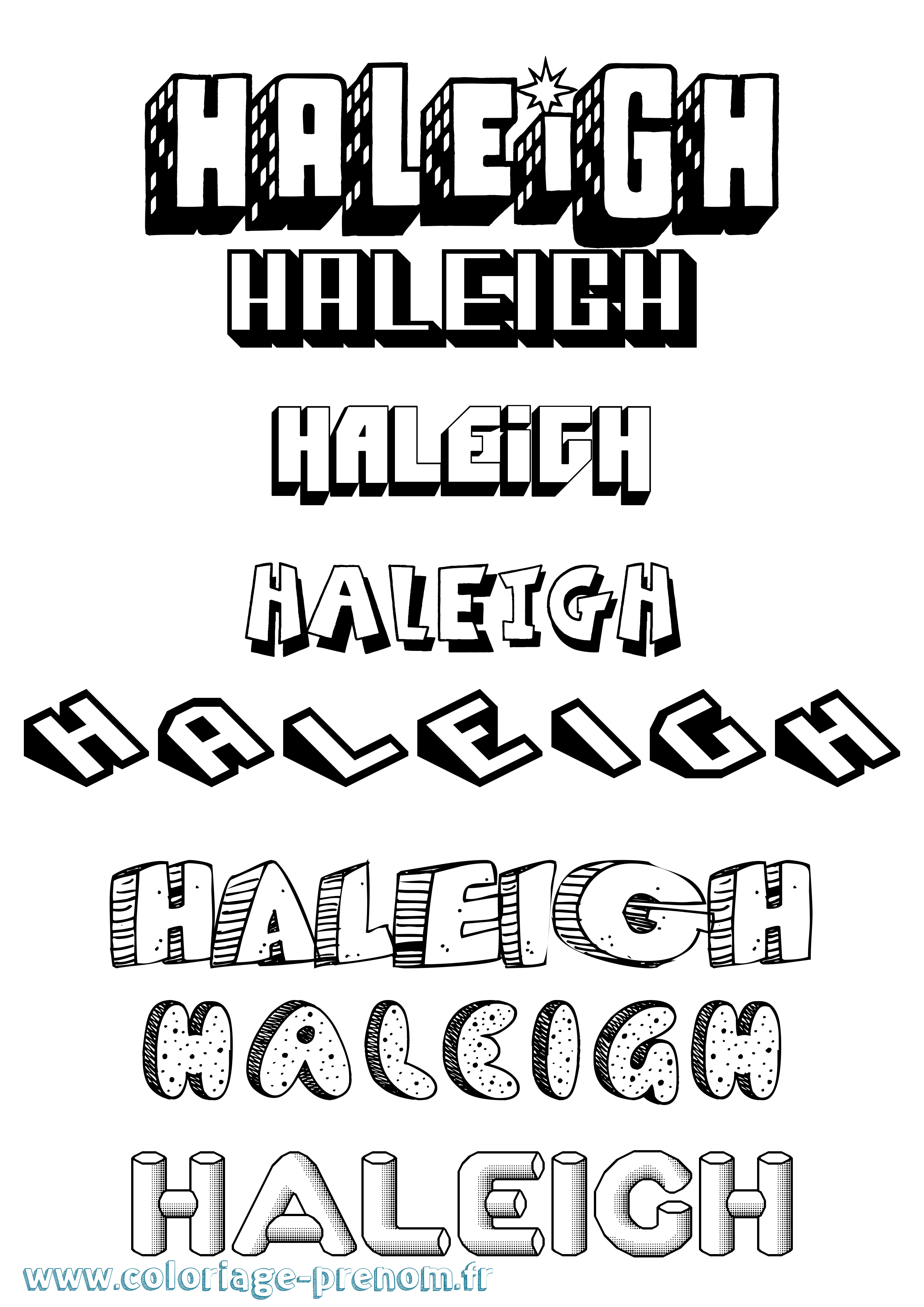Coloriage Haleigh Effet 3D Coloriage prénom Haleigh Effet 3D