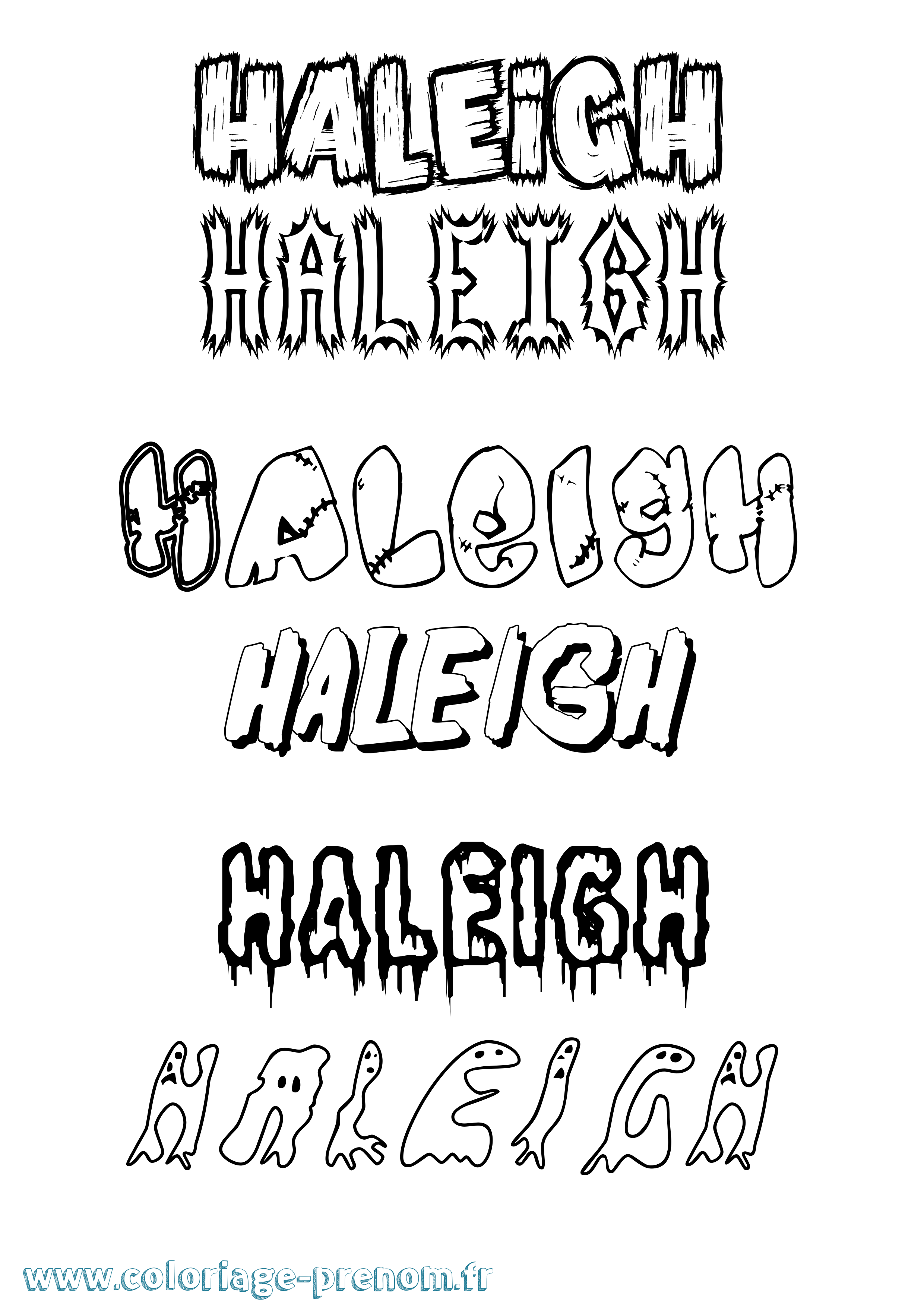 Coloriage prénom Haleigh Frisson