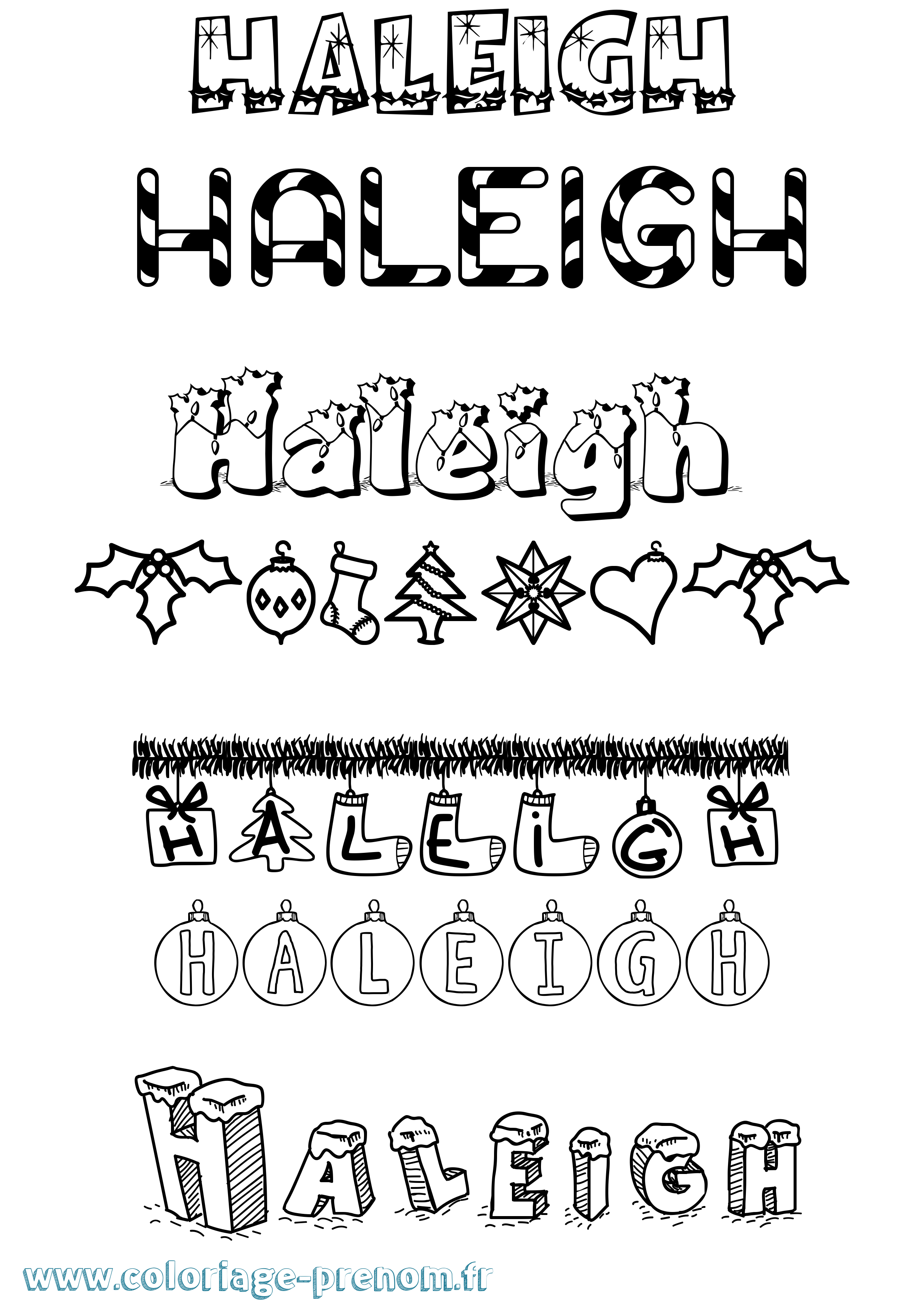 Coloriage Haleigh Noël Coloriage prénom Haleigh Noël