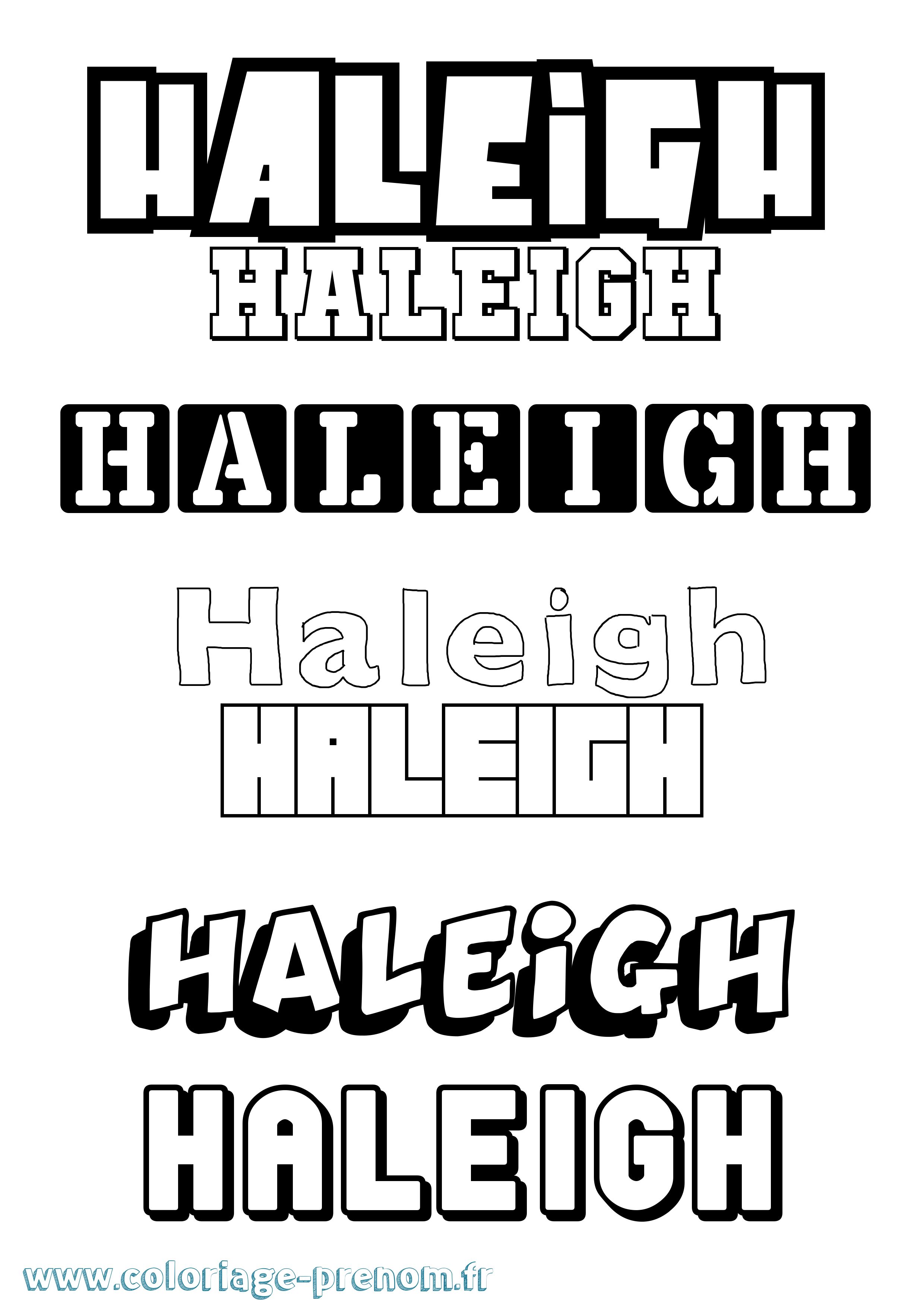 Coloriage prénom Haleigh Simple