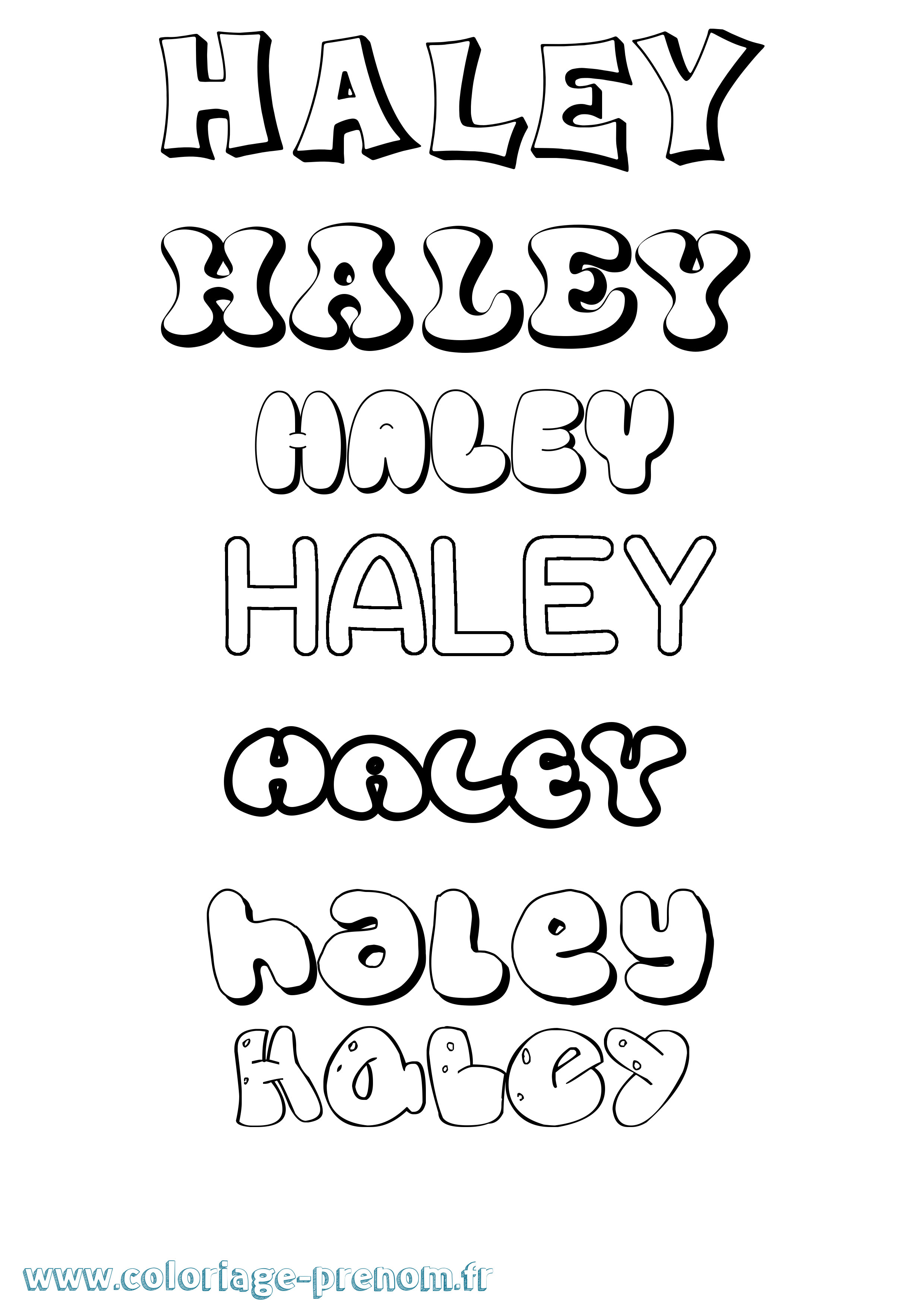 Coloriage prénom Haley Bubble
