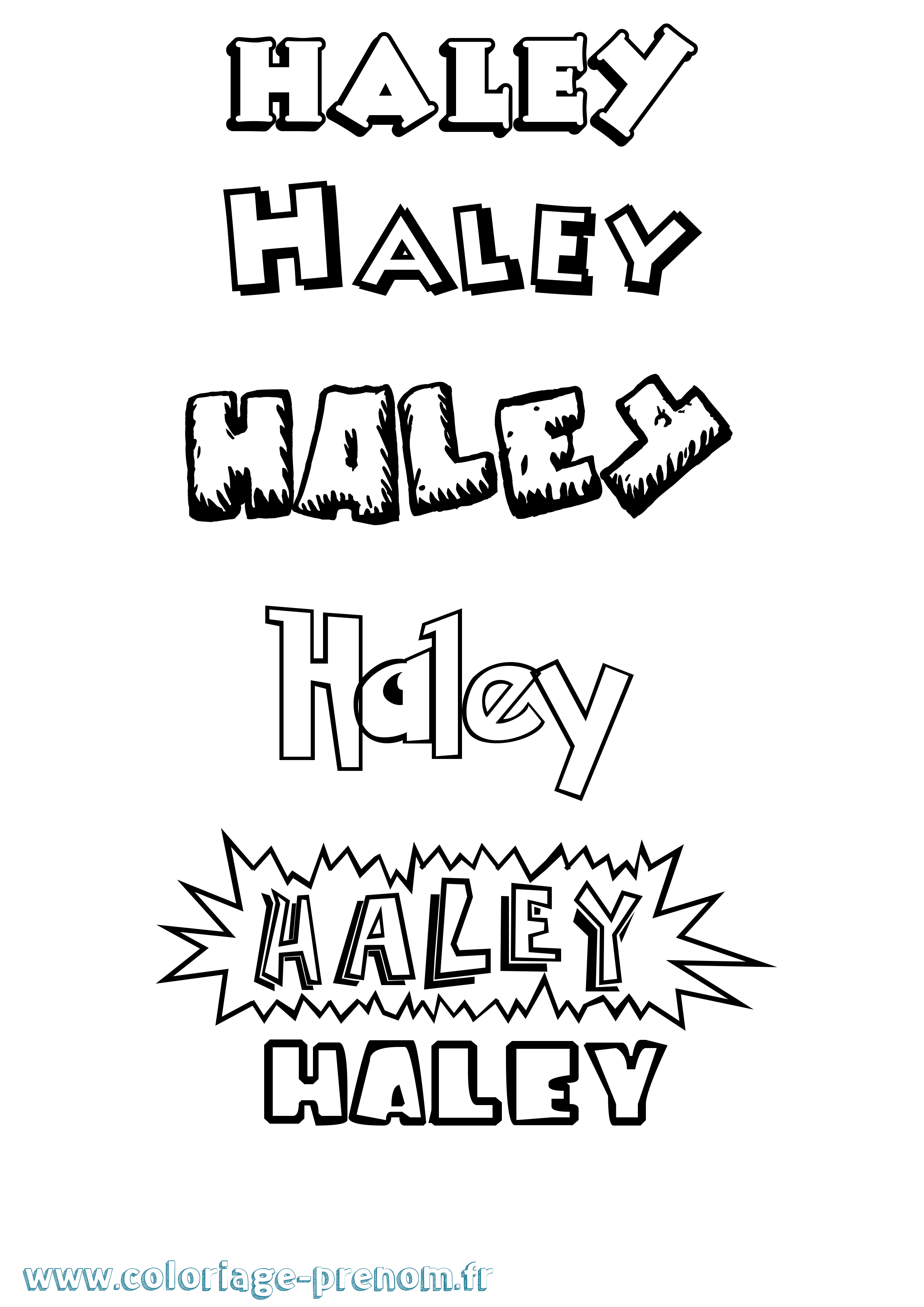 Coloriage prénom Haley Dessin Animé
