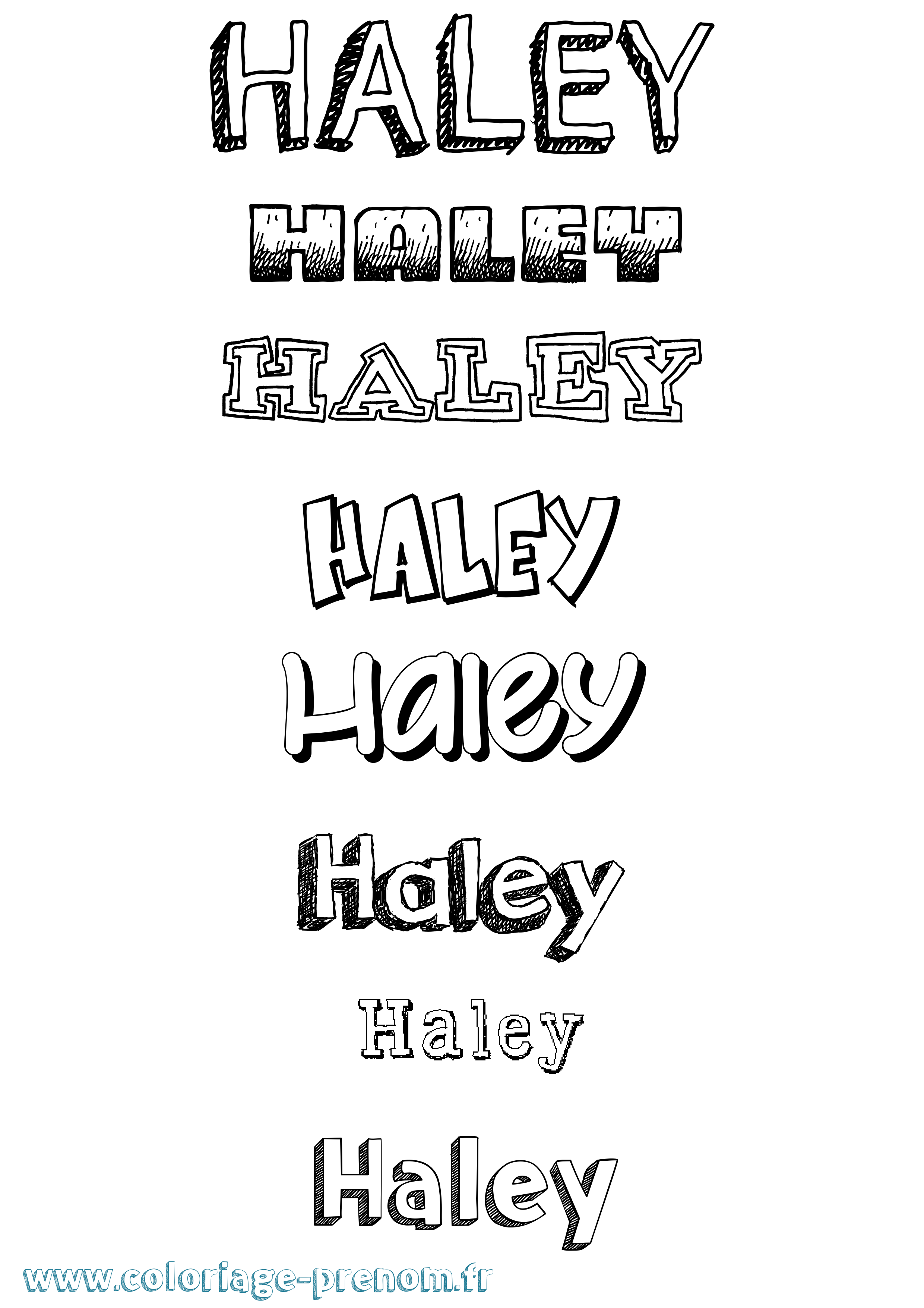 Coloriage Haley Dessiné Coloriage prénom Haley Dessiné