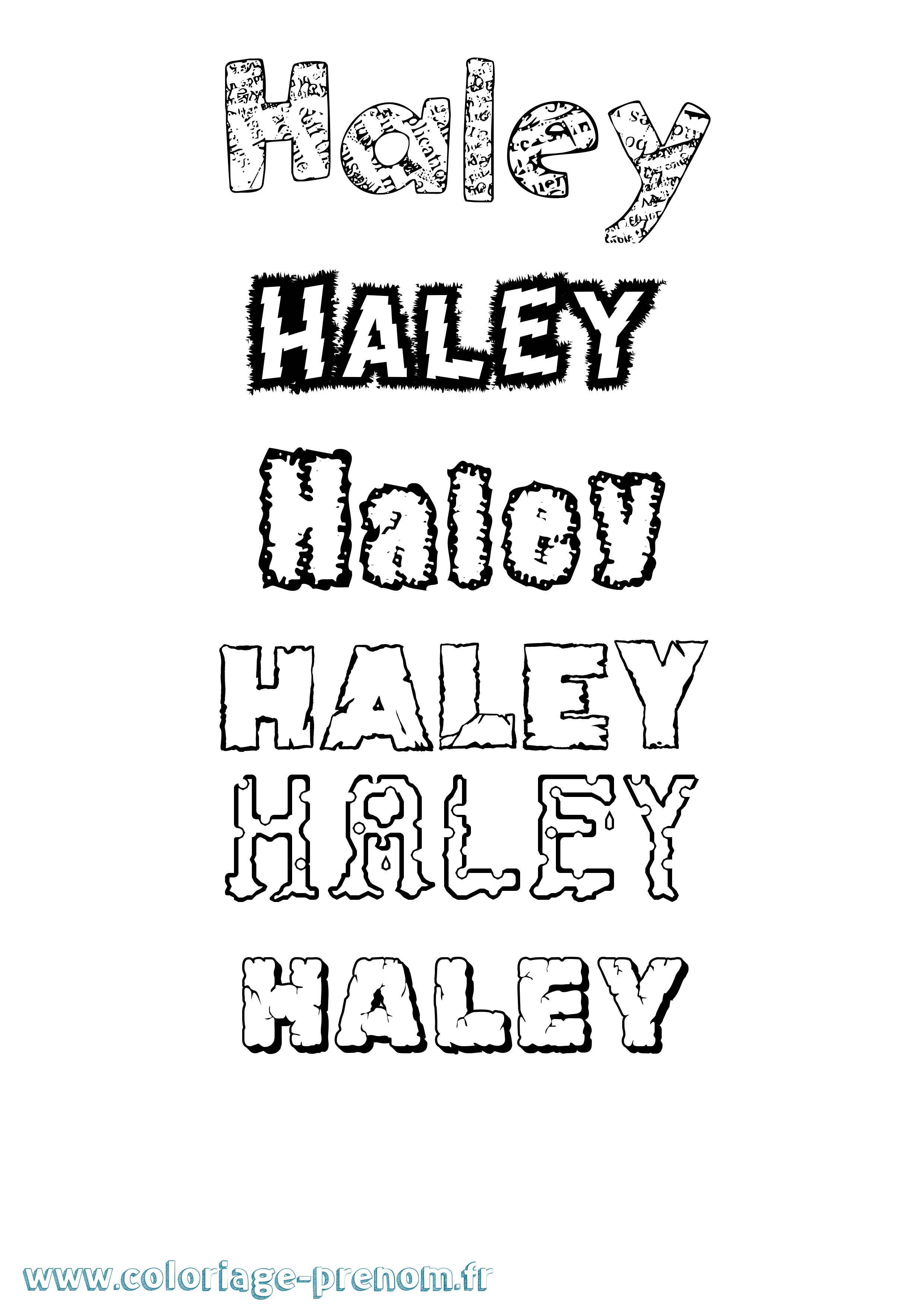 Coloriage prénom Haley Destructuré