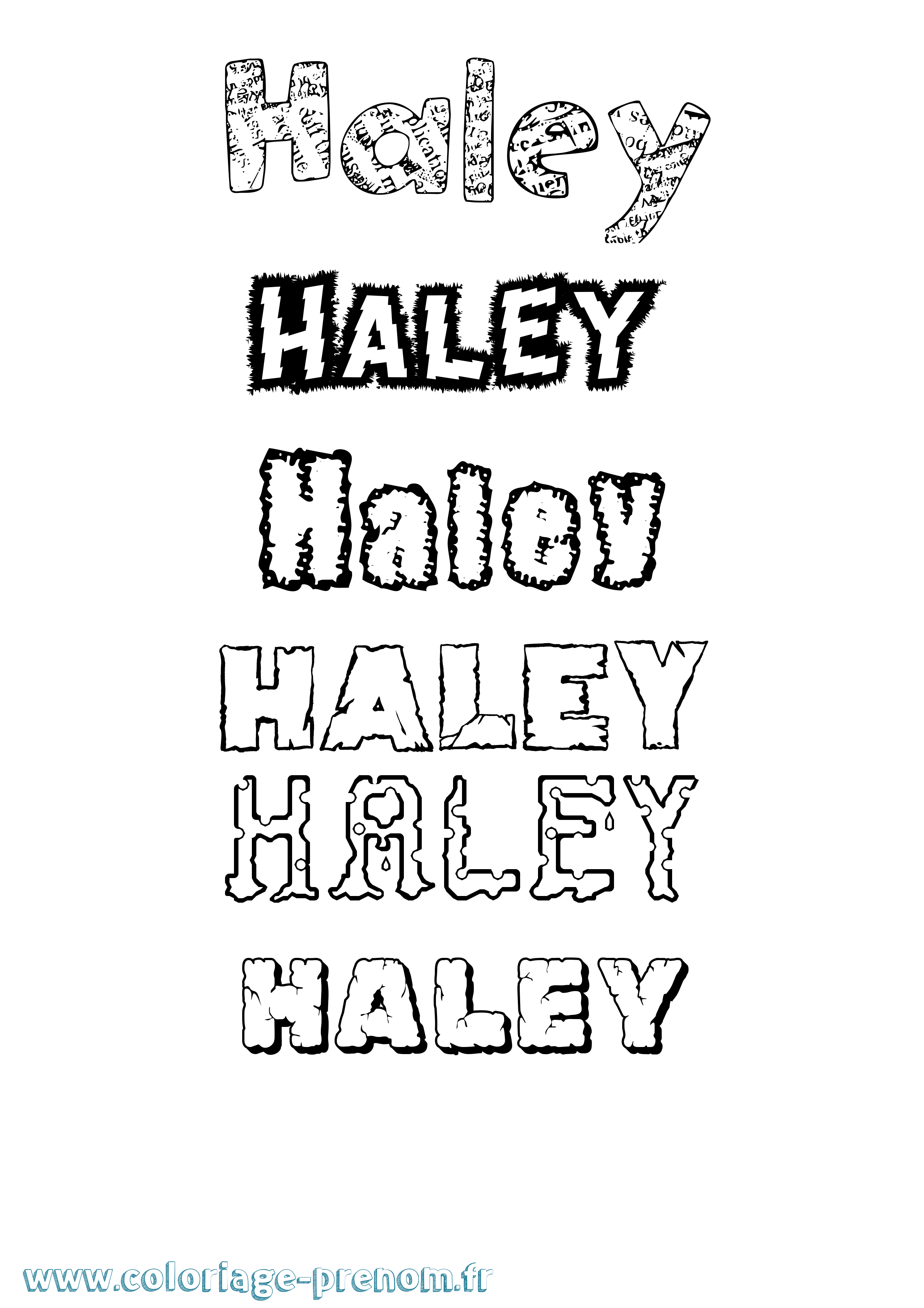 Coloriage Haley Destructuré Coloriage prénom Haley Destructuré