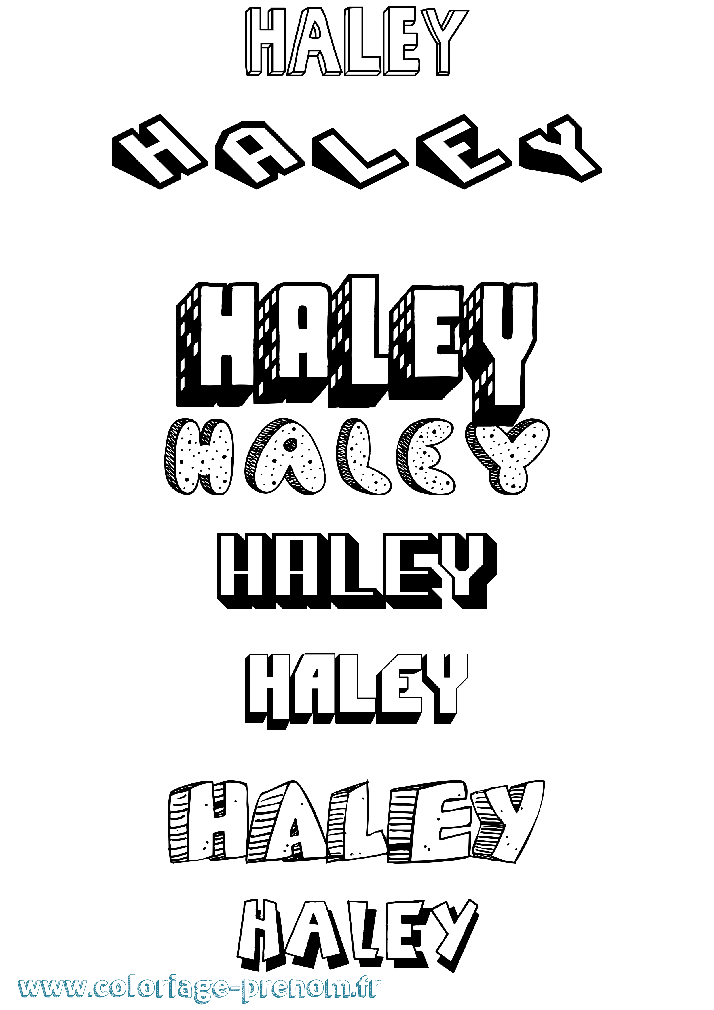 Coloriage prénom Haley Effet 3D