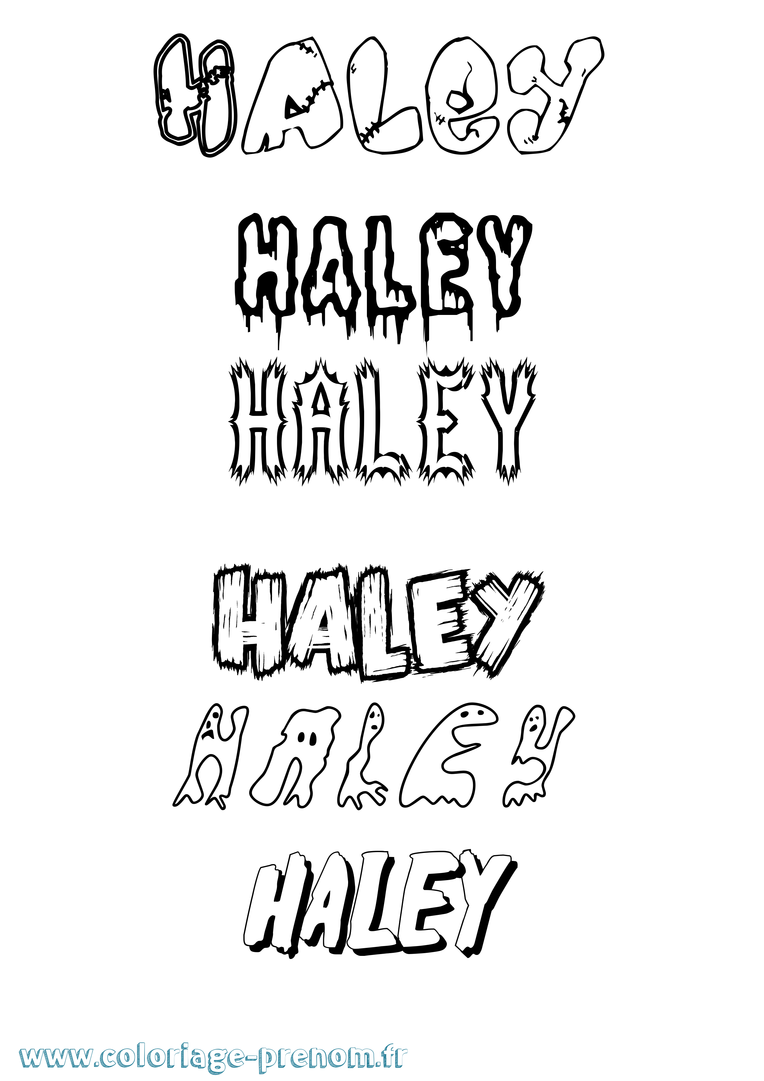 Coloriage prénom Haley Frisson