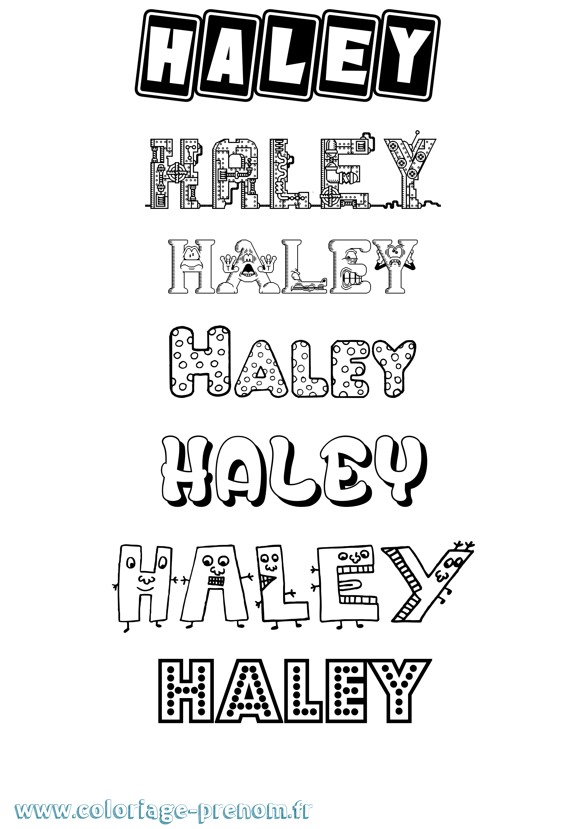 Coloriage prénom Haley Fun