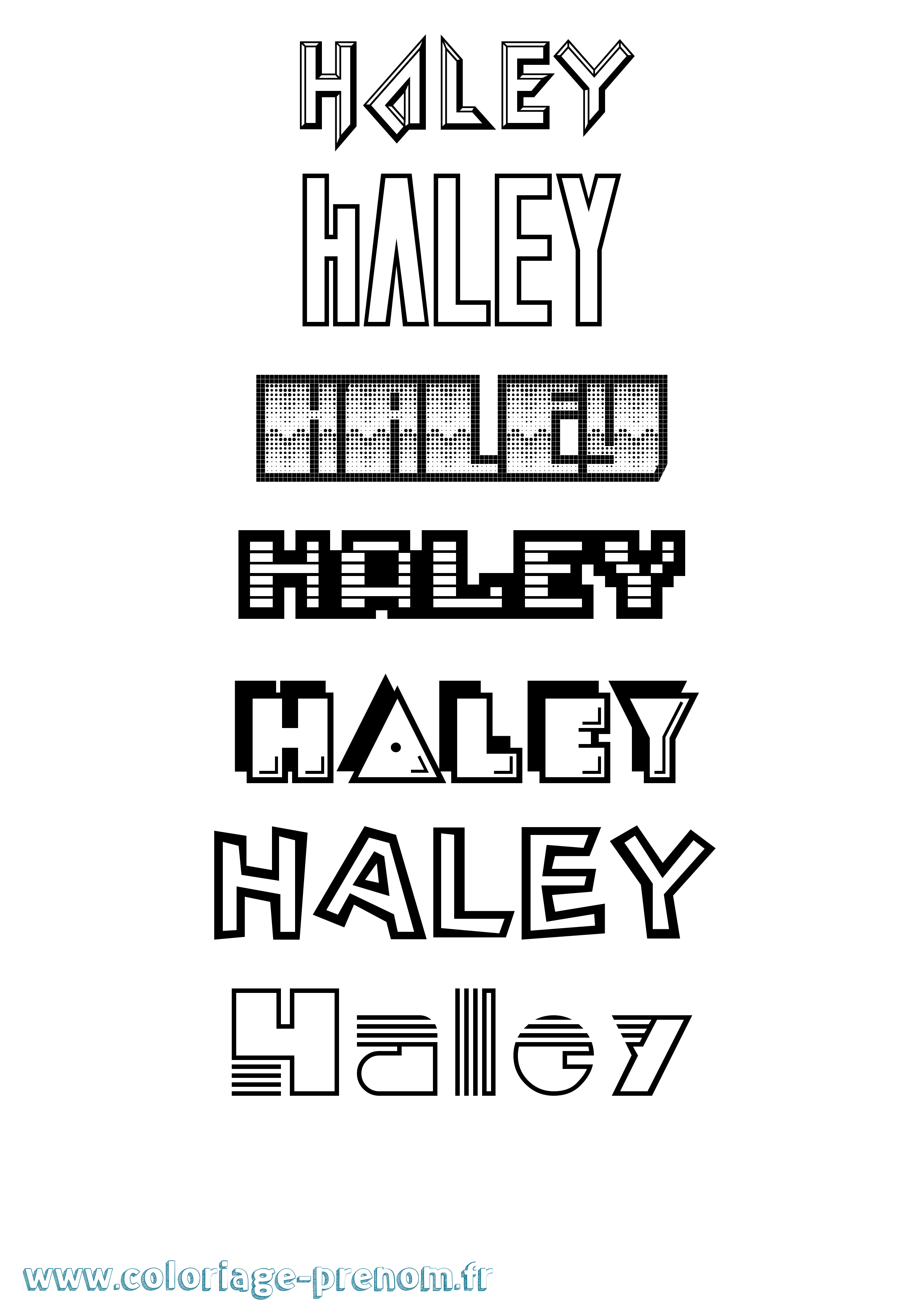 Coloriage prénom Haley Jeux Vidéos