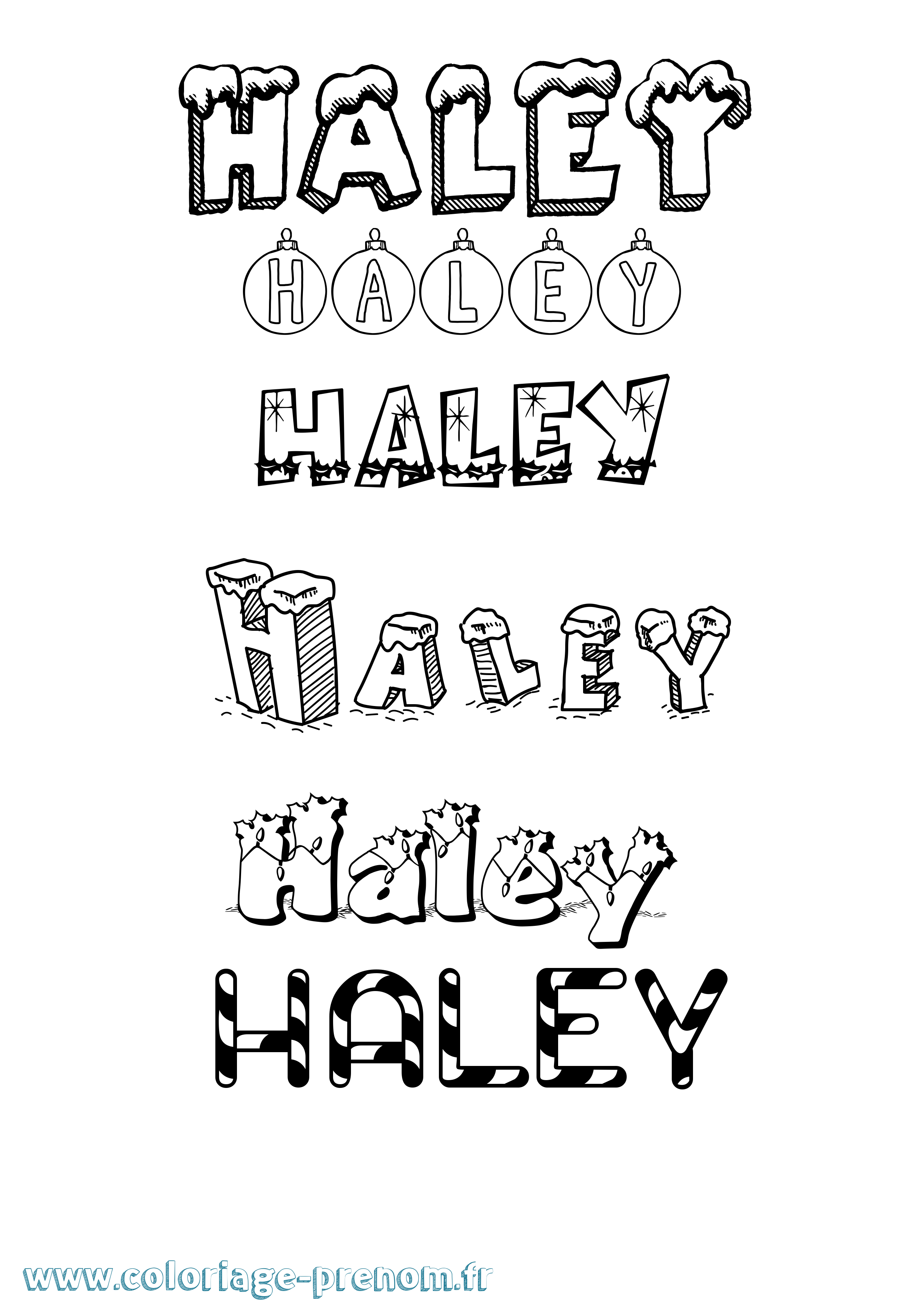 Coloriage Haley Noël Coloriage prénom Haley Noël