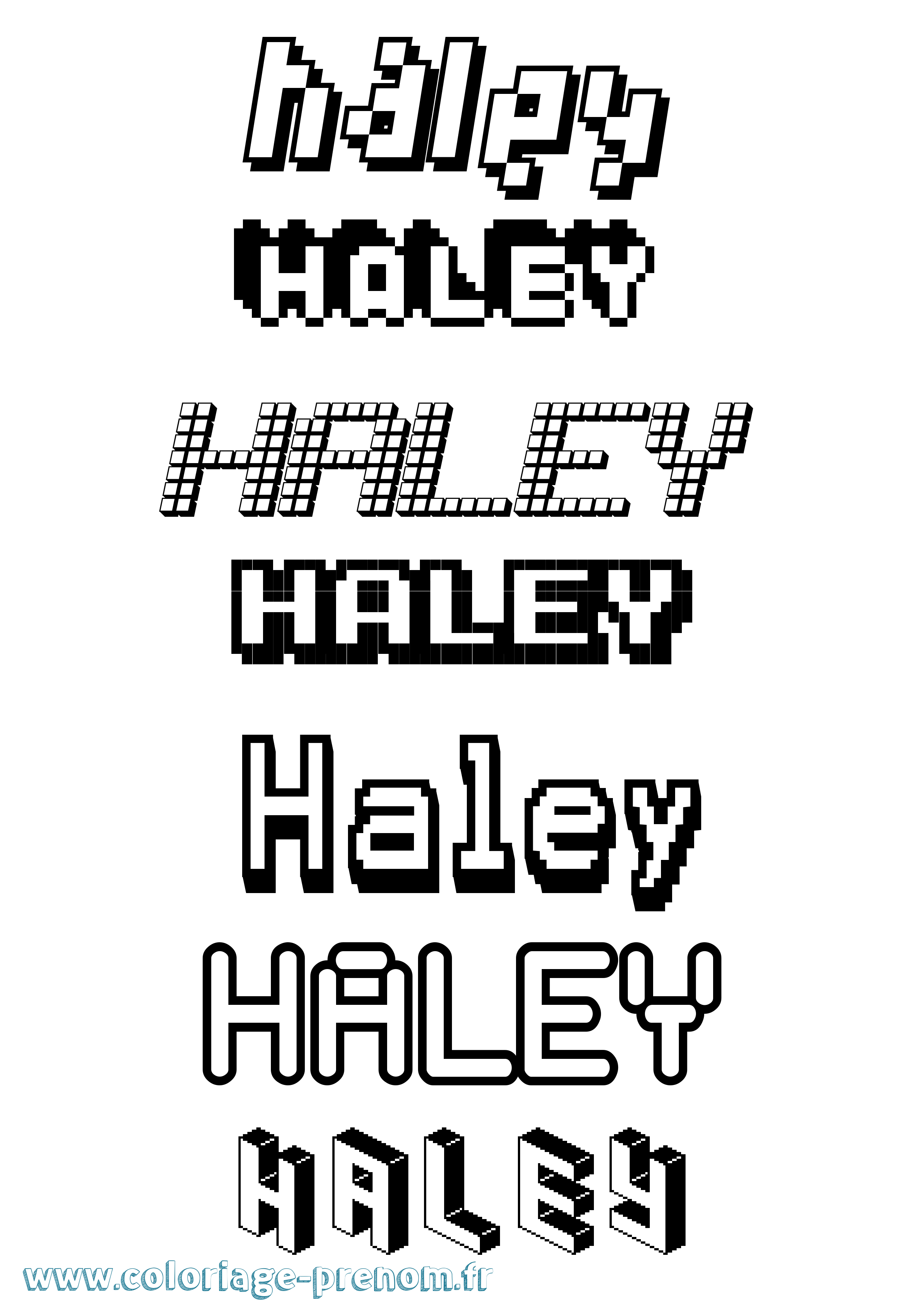 Coloriage prénom Haley Pixel