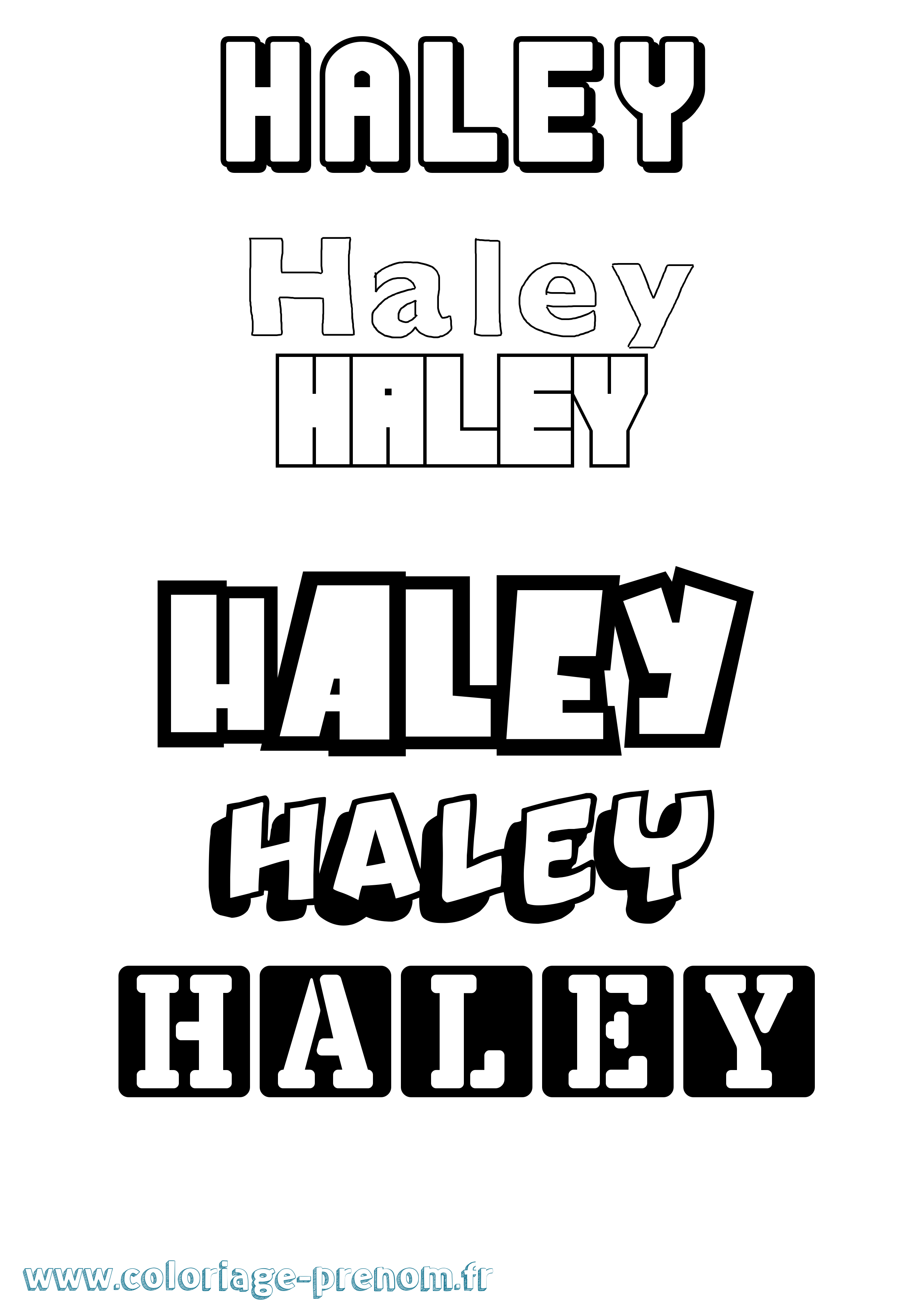 Coloriage prénom Haley Simple