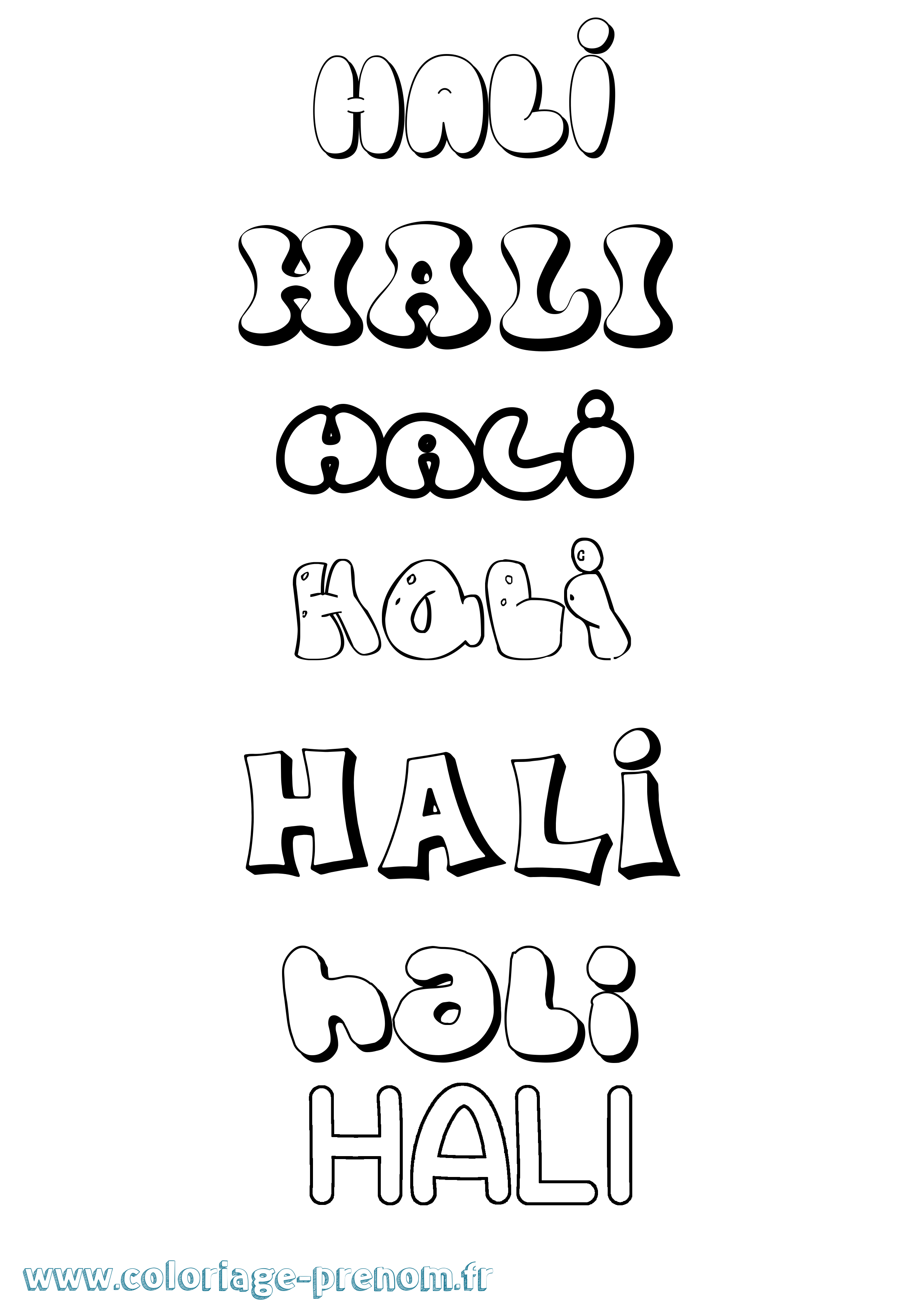Coloriage Hali Bubble Coloriage prénom Hali Bubble