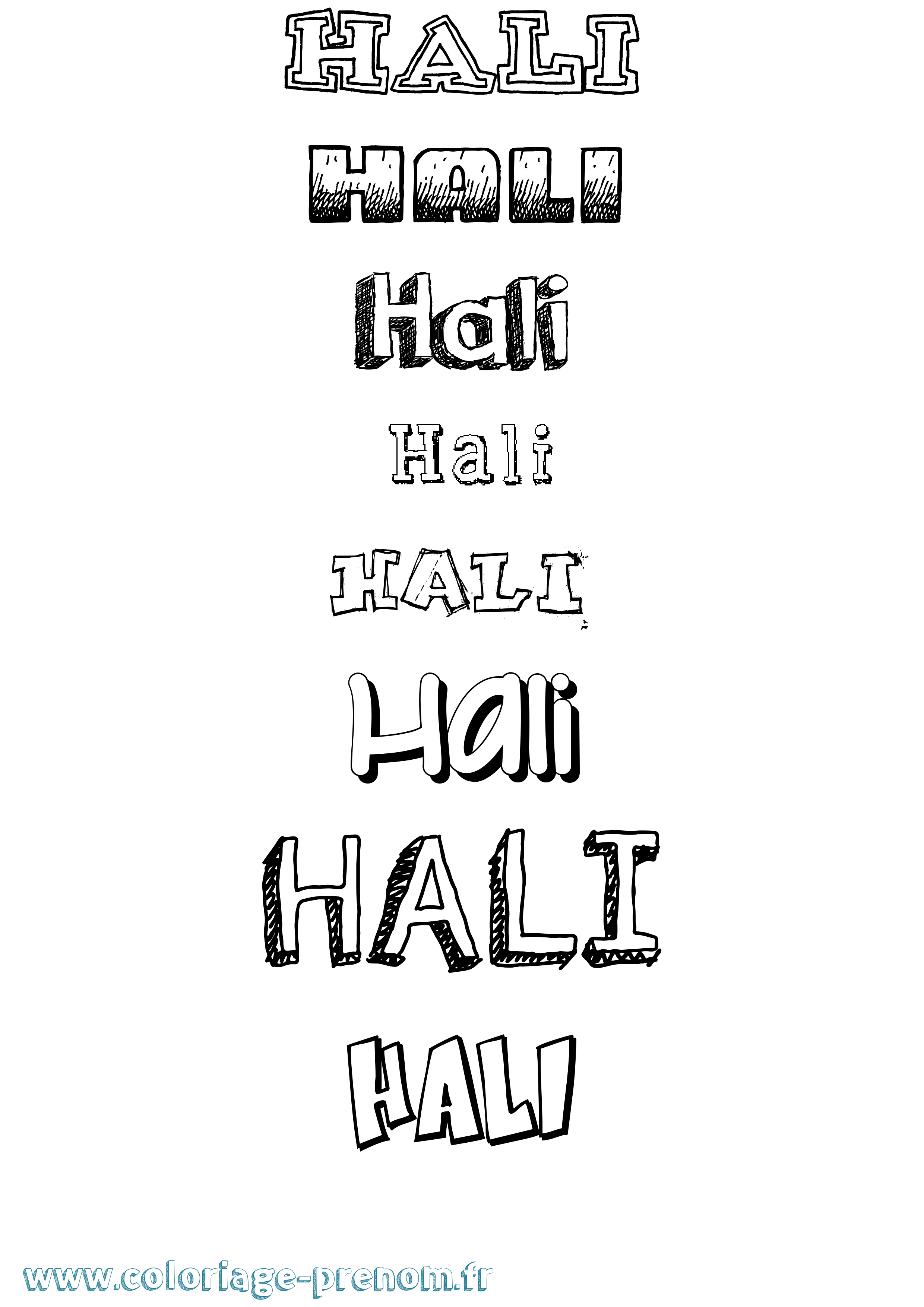 Coloriage Hali Dessiné Coloriage prénom Hali Dessiné