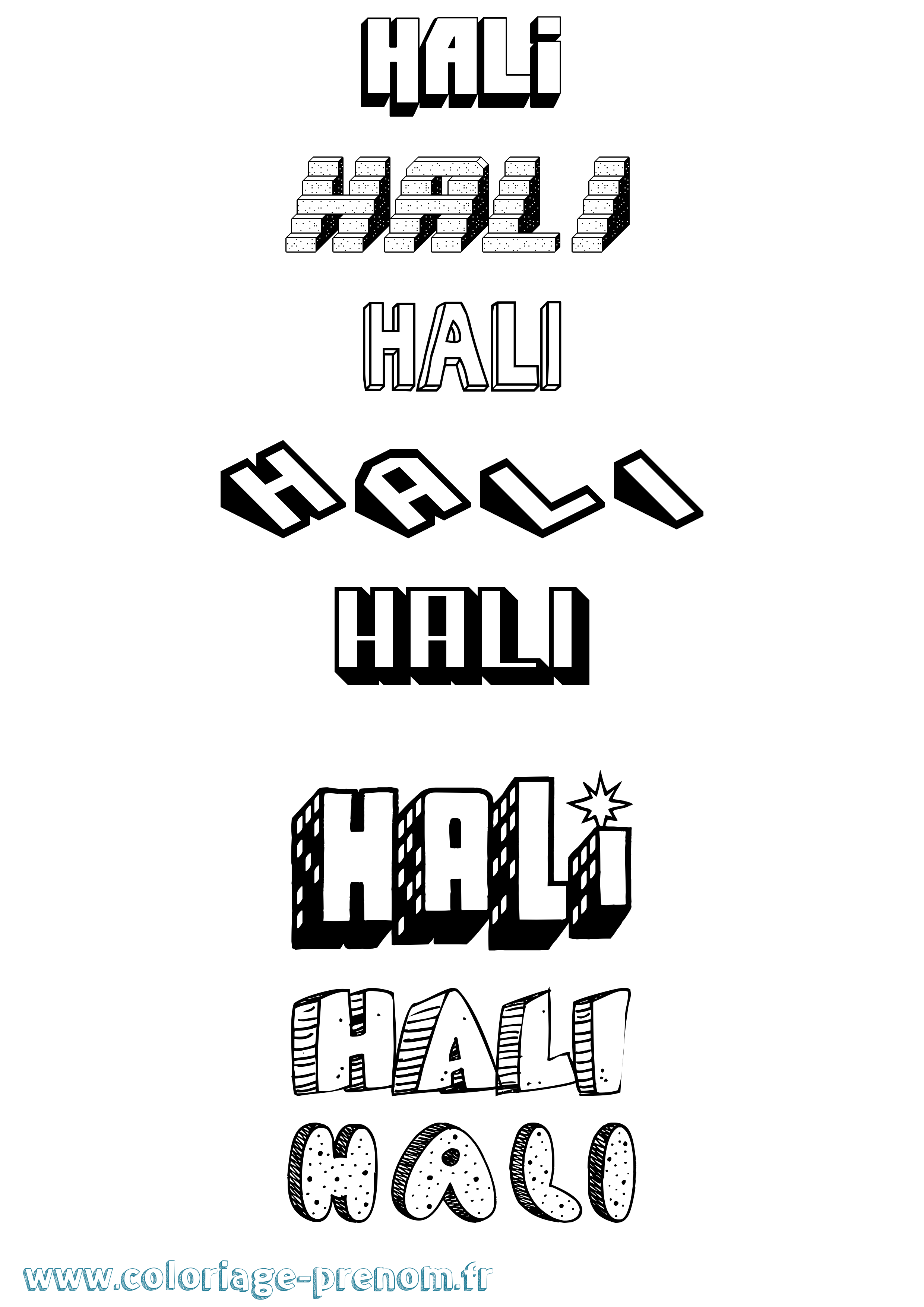 Coloriage Hali Effet 3D Coloriage prénom Hali Effet 3D